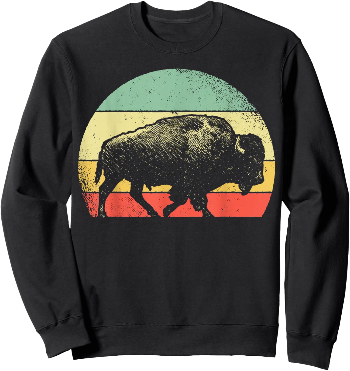 Bison Lover Gifts Wildlife I Bison Natural Reserve Vintage Buffalo Graphic Short Sleeve Regular Fit - Black - Small - -Adults Sweatshirt - Sweatshirt | Black