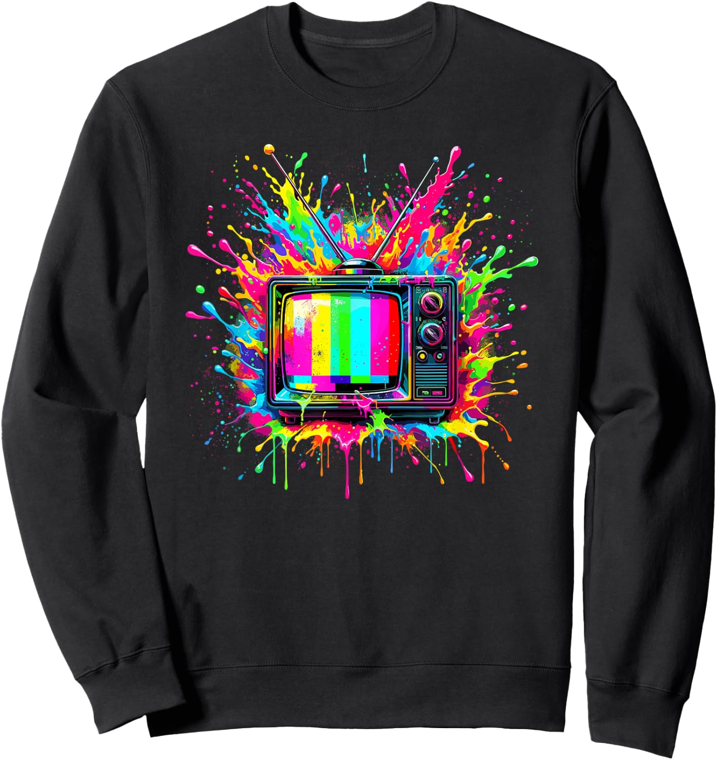 Splash Art Television Vintage TV Retro 70s 80s Sweatshirt - Sweatshirt | Black