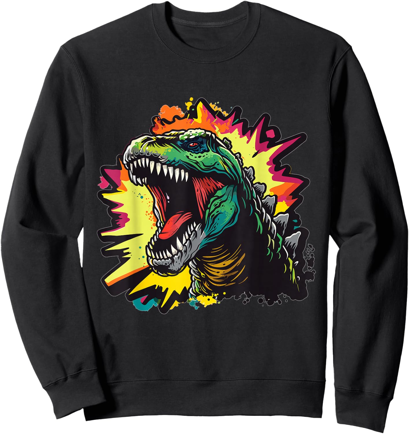 Dinosaur Shirts for Boys Comic T-Rex Birthday Boy Dinosaur Sweatshirt - Sweatshirt | Black