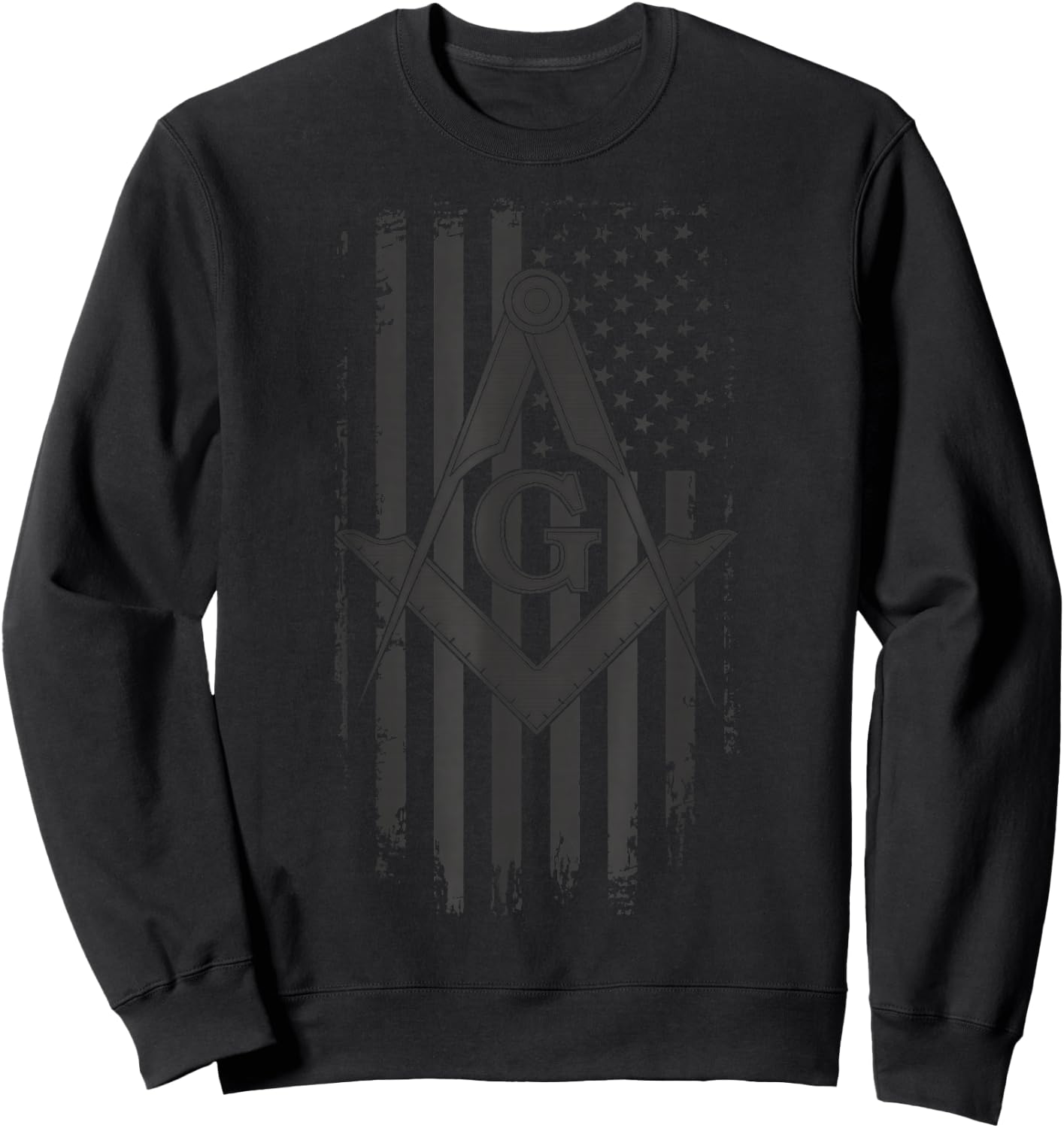 Masonic American Flag Square and Compass - Freemason Sweatshirt - Sweatshirt | Black