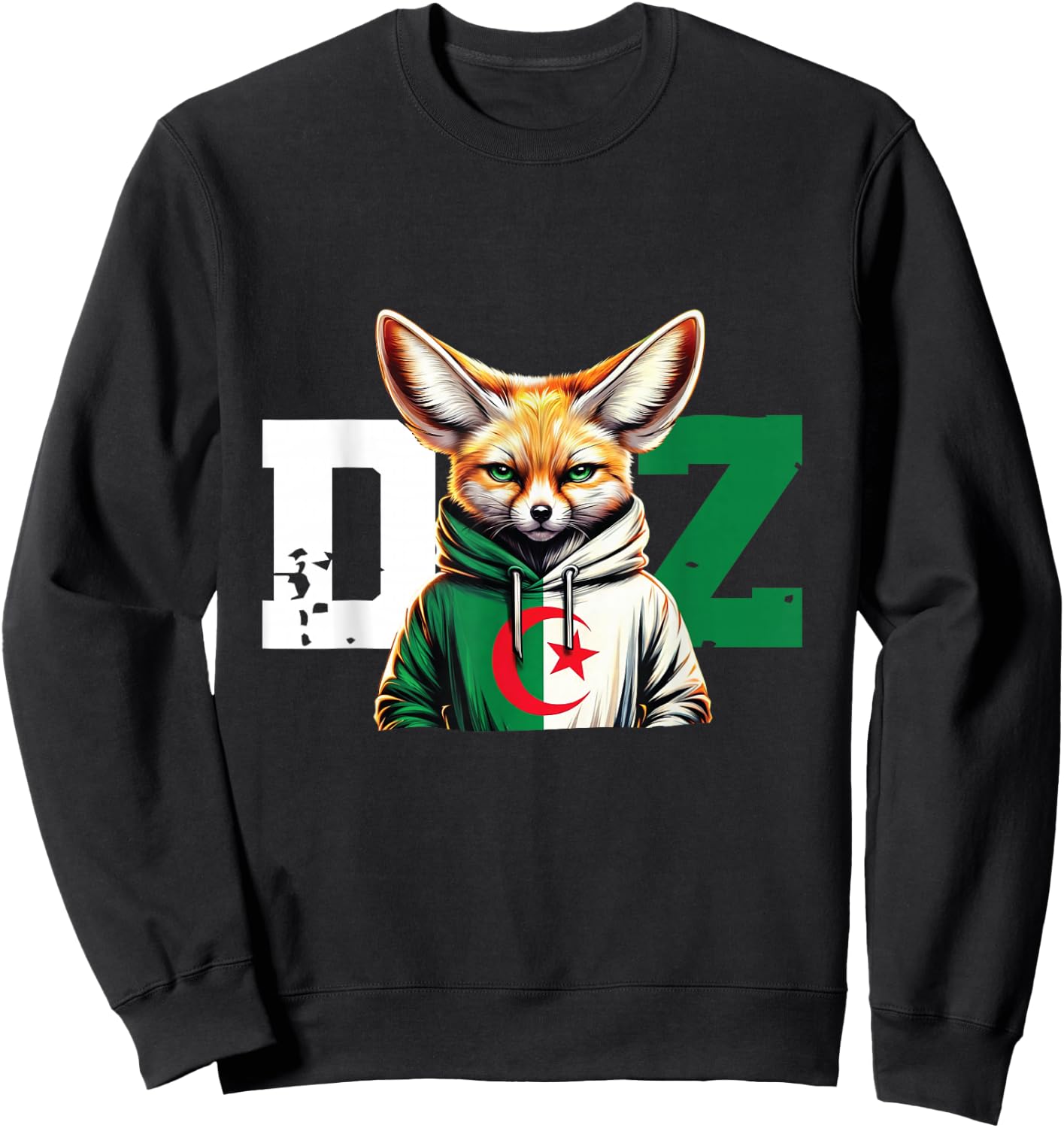 Fennec Algerian Flag Football Gift Jersey Dz , Black, S Sweatshirt - Sweatshirt | Black