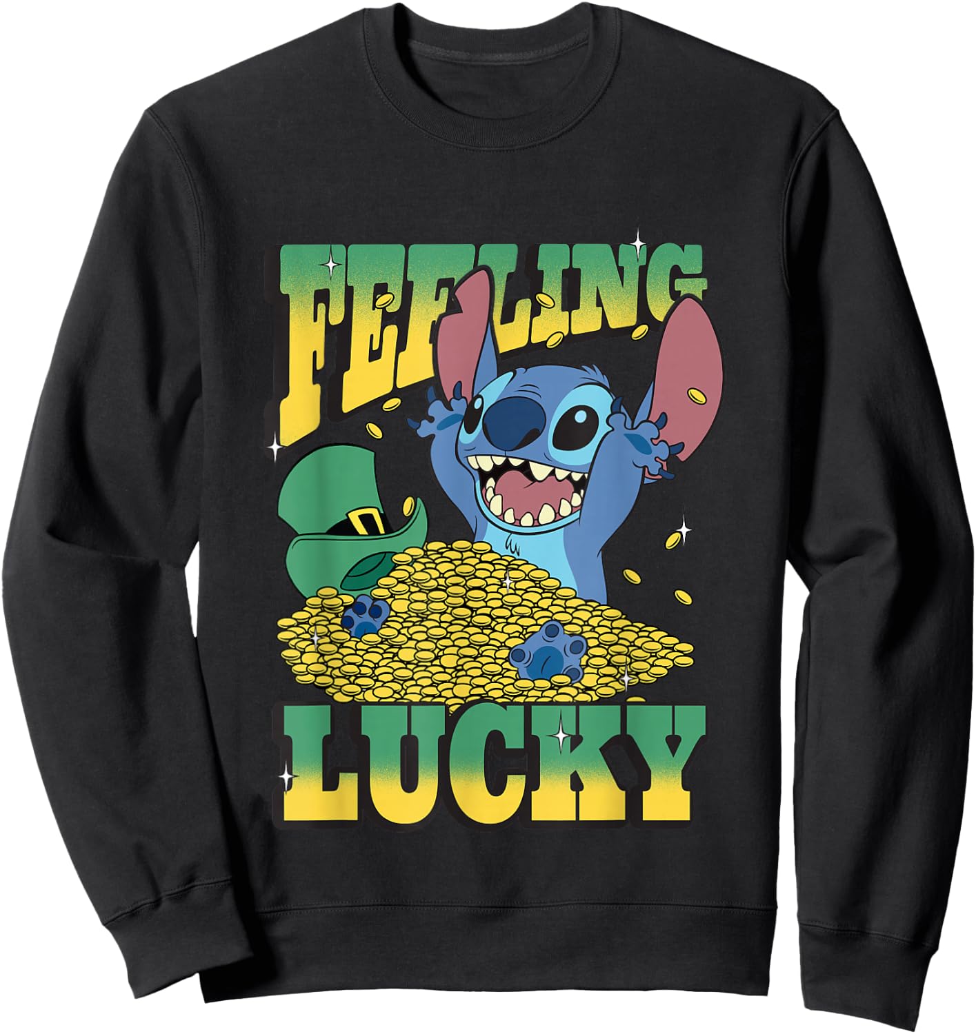 Disney Lilo & Stitch St. Patrick's Day Feeling Lucky Stitch Sweatshirt - Sweatshirt | Black