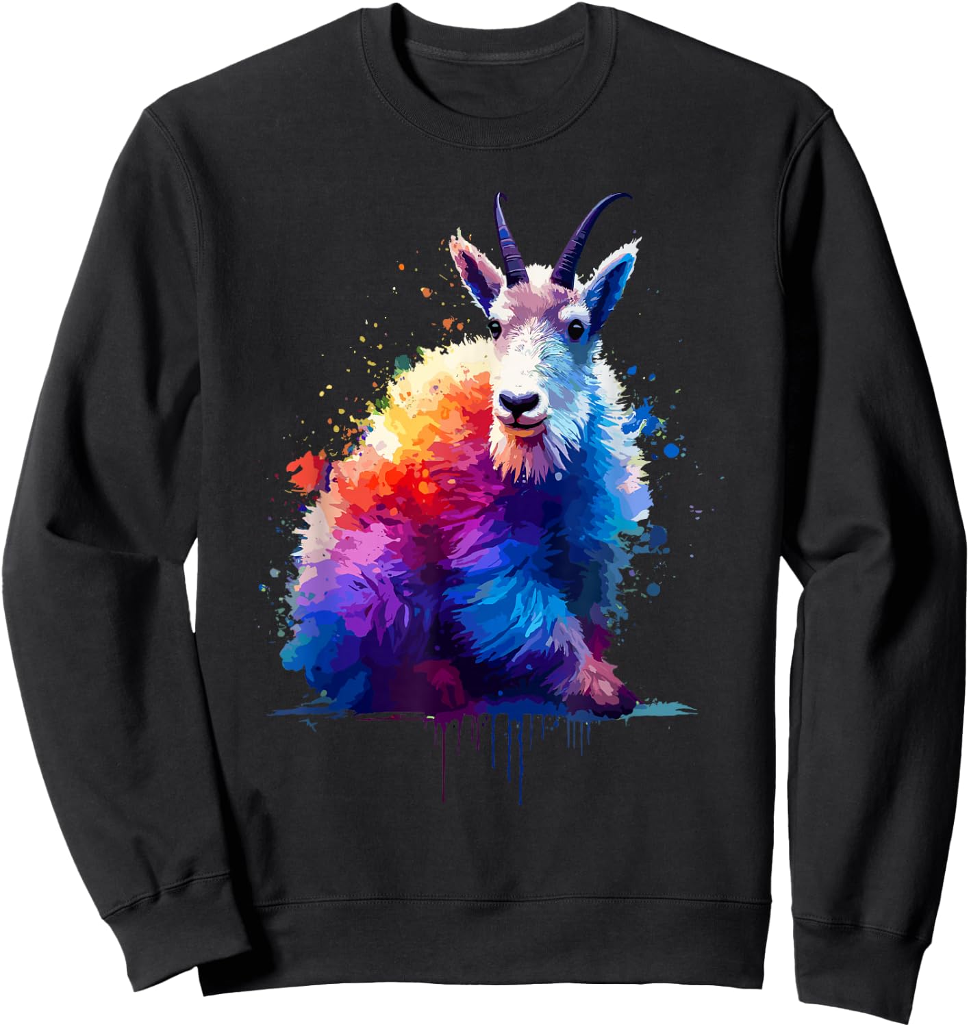 Splash Art Mountain Goat Goats Sweatshirt - Sweatshirt | Black