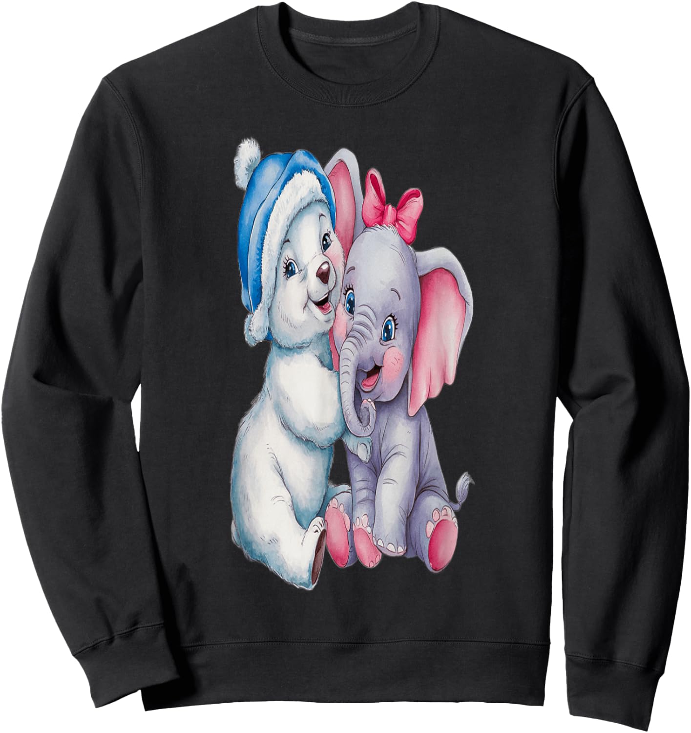 Ours caline éléphant , Black, S Sweatshirt - Sweatshirt | Black