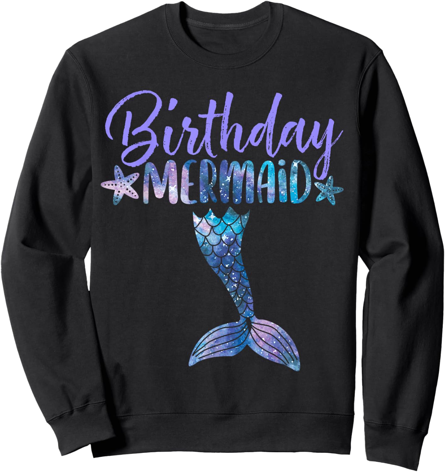 Birthday Mermaid Party Girl Tail Matching Mermaid Squad Sweatshirt - Sweatshirt | Black