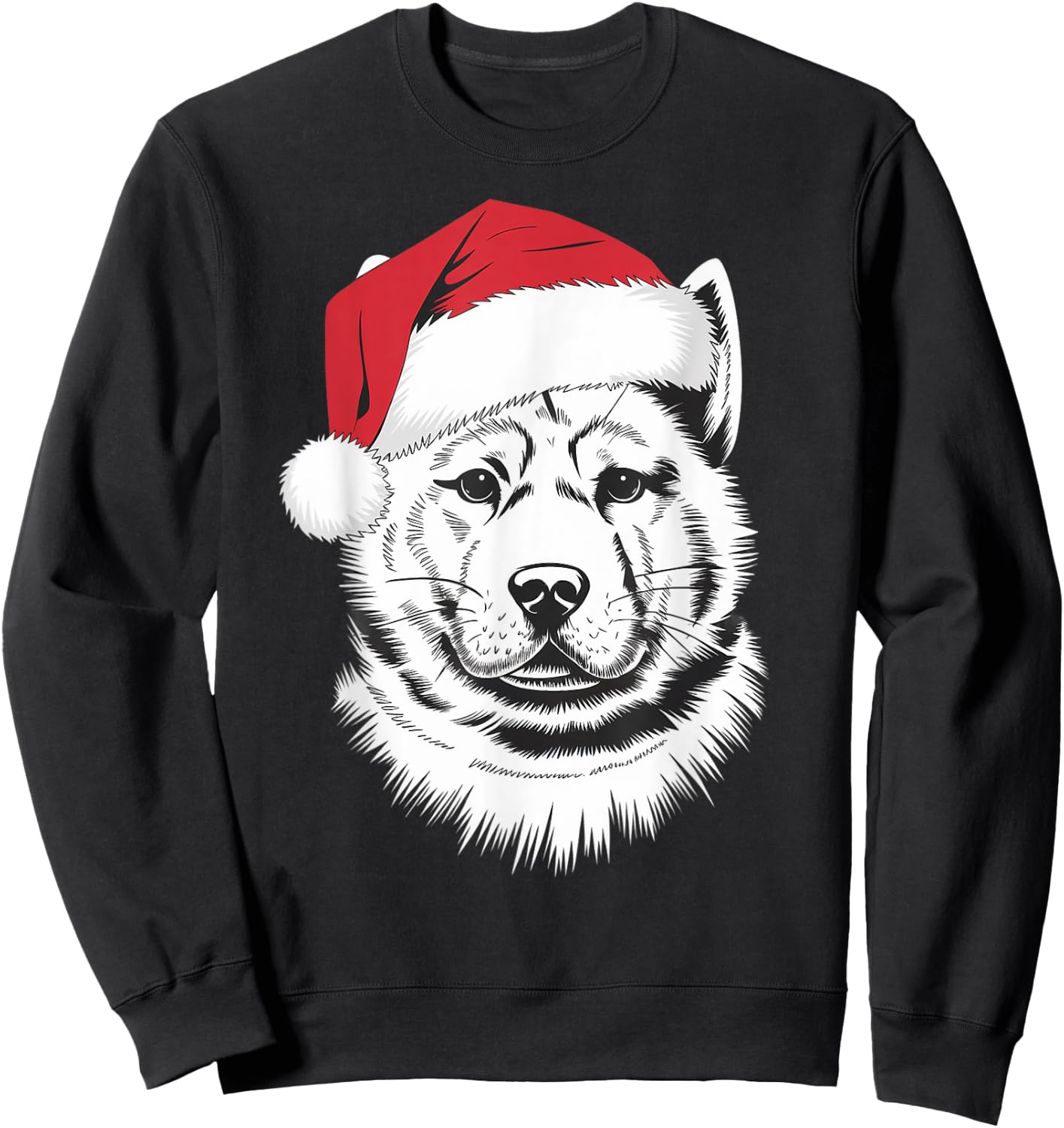 Joyful Akita Santa Dog on Akita Christmas Sweatshirt - Sweatshirt | Black