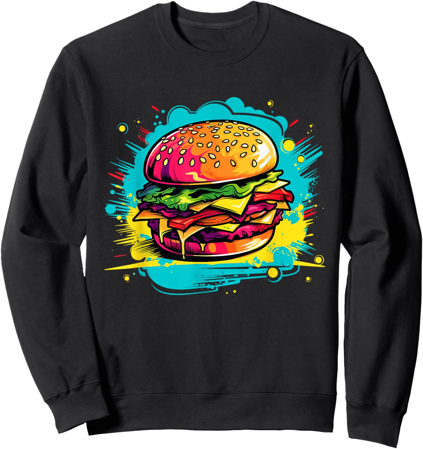 Colorful Burger Sweatshirt - Sweatshirt | Black