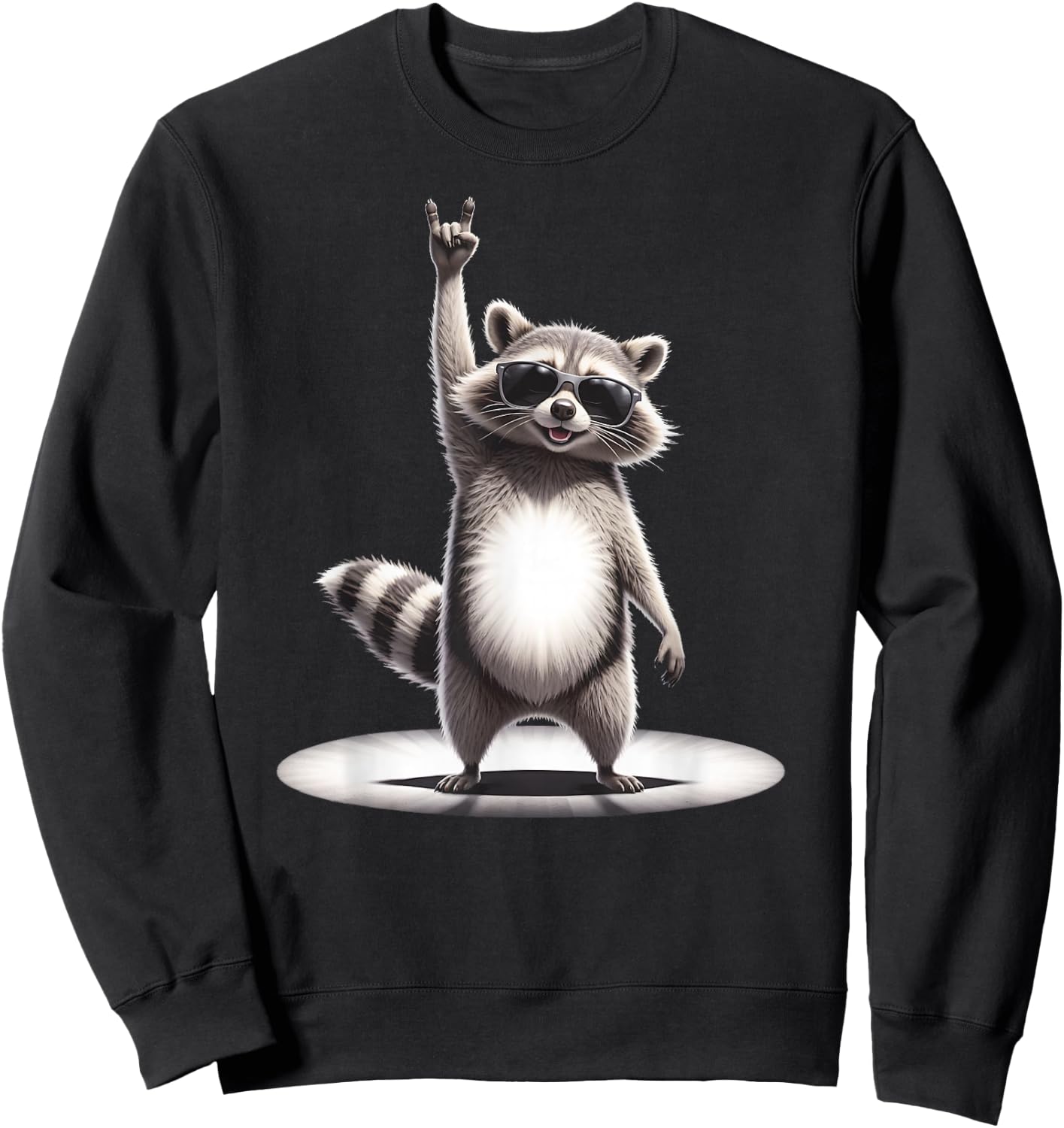 Funny Washbear Rock Music X Retro Rocker Racoon Pedro , black Sweatshirt - Sweatshirt | Black