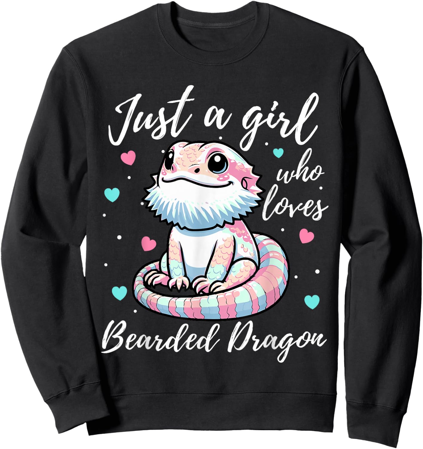 Just A Girl Who Loves Bearded Dragon Cute Pastel Color Sweatshirt - Sweatshirt | Black