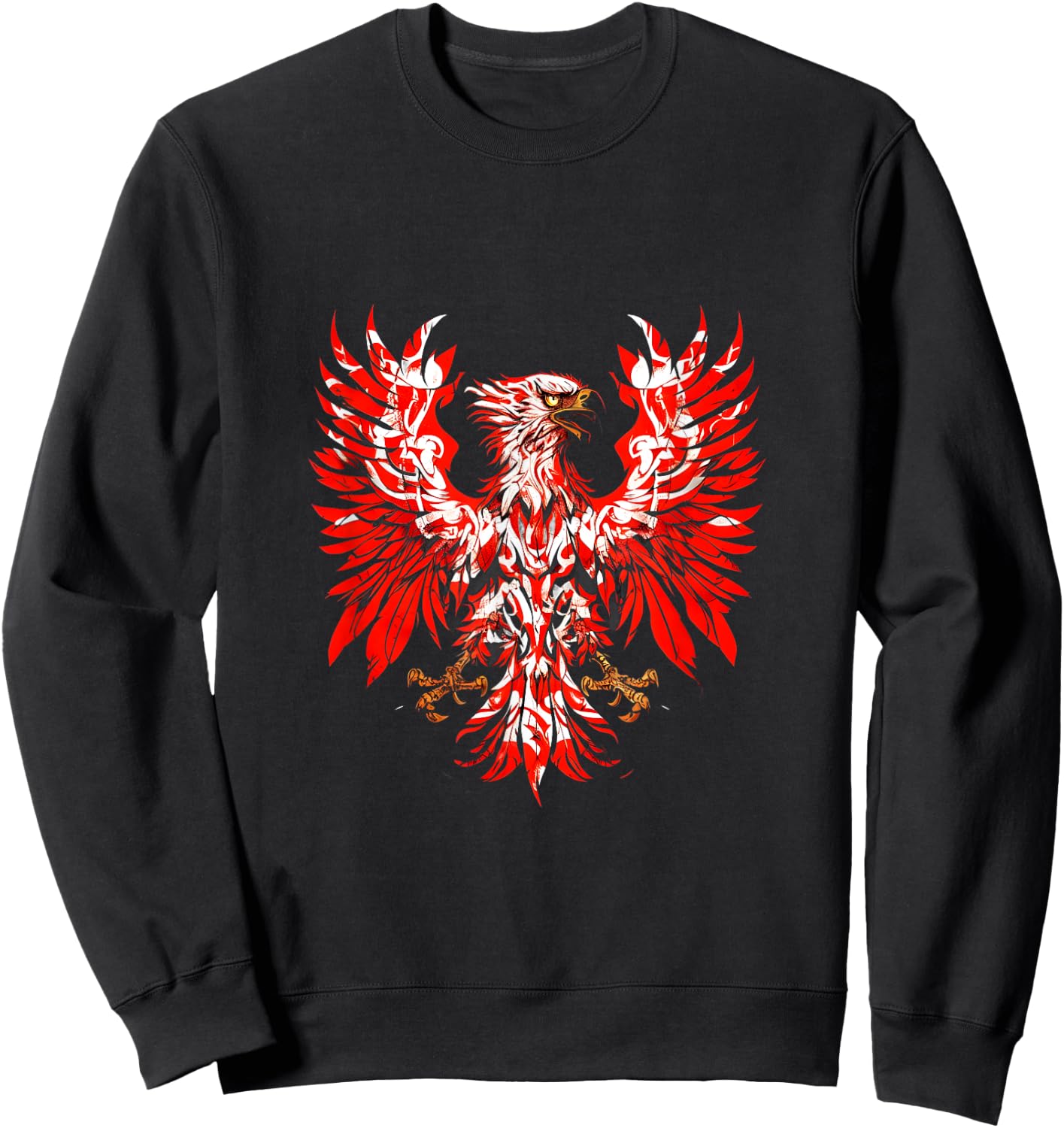 PolishDesigns Polish Eagle Poland Polska - Black, Small, Classic Fit, Short Sleeve, -Adult, All Ages, Polish Heritage, Flag Enthusiasts Sweatshirt - Sweatshirt | Black