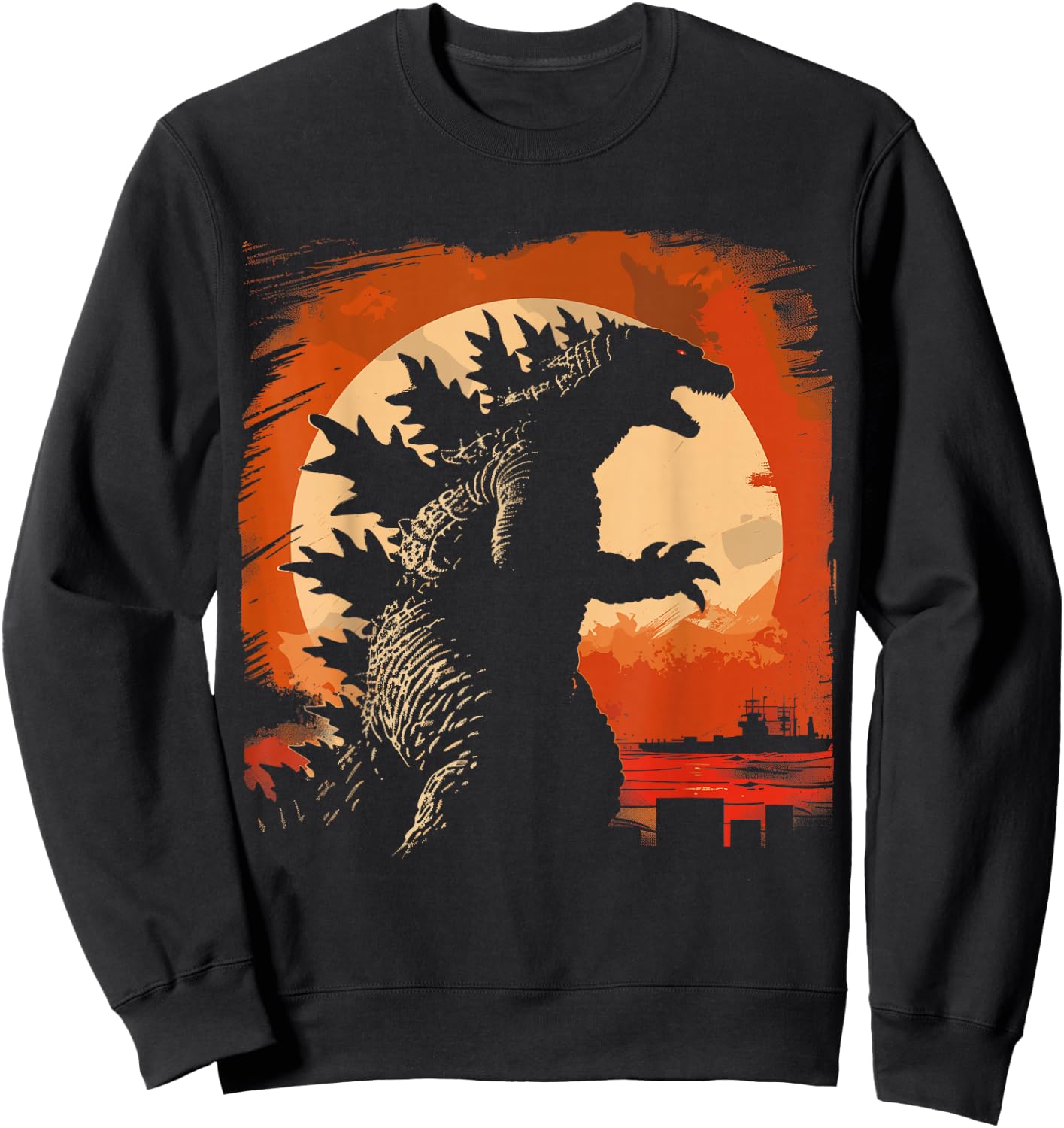 Retro Vintage Japanese Art Legendary Rare Kaiju , -Adults, -Kids, Black, Small, Short Sleeve Sweatshirt - Sweatshirt | Black