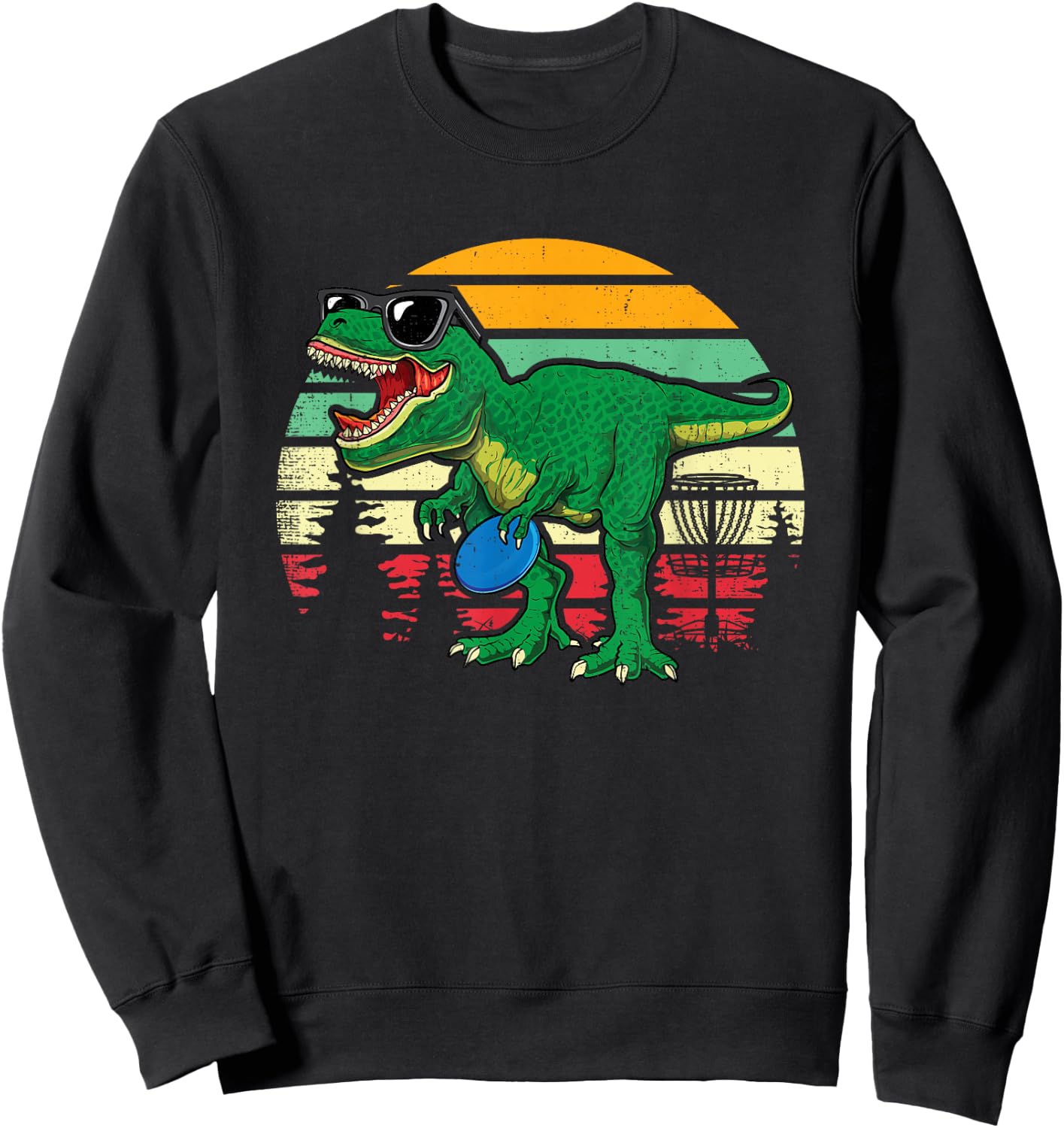 Frisbees Dino Cute T Rex Dinosaur Kids Boys Disc Golf Gift Sweatshirt - Sweatshirt | Black