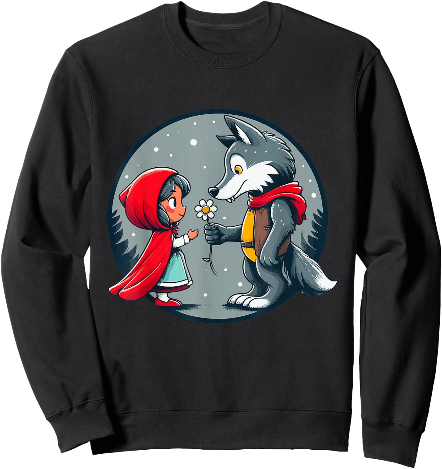 Little Red Riding Hood Wolf Fairy Tale Forest Children Cute Sweatshirt - Sweatshirt | Black