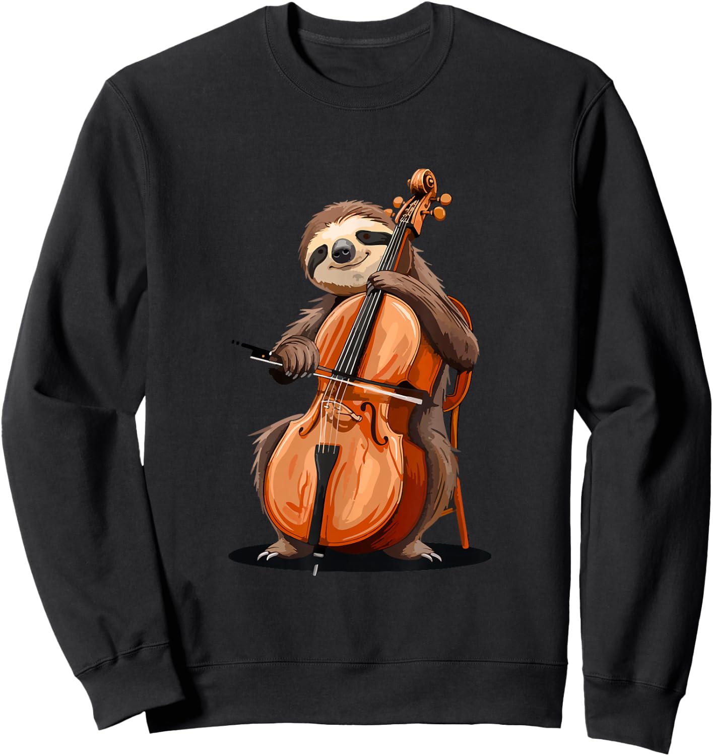 Sloth Playing Cello Sweatshirt - Sweatshirt | Black