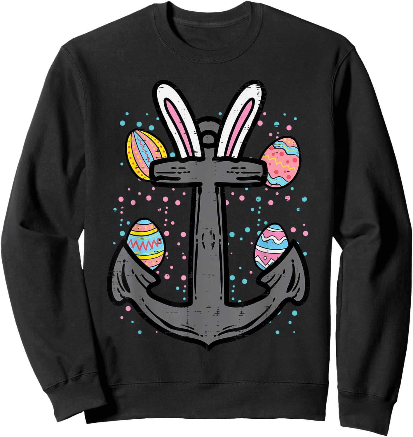 Easter Bunny Anchor Nautical Boat Captain Men Women Kids Boy Sweatshirt - Sweatshirt | Black