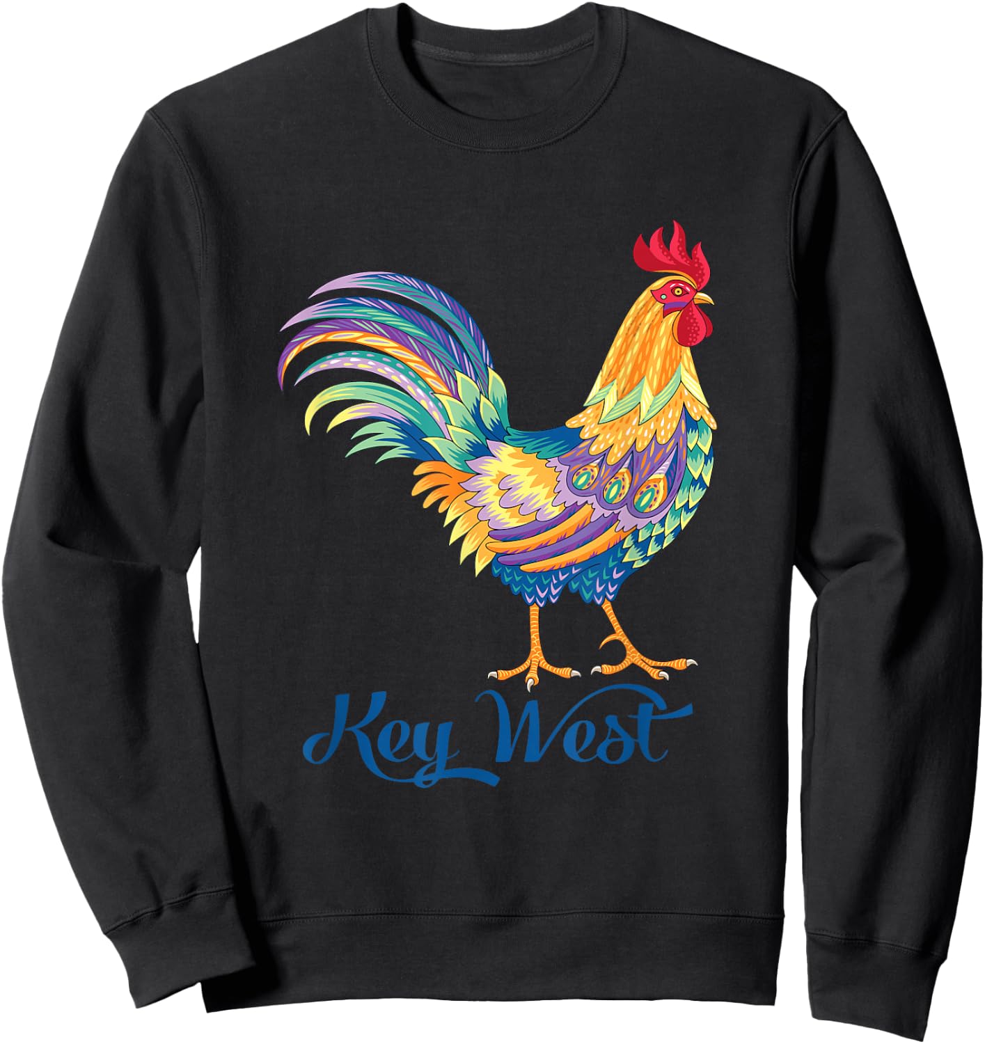 Key West Pretty Rooster Florida keys Sweatshirt - Sweatshirt | Black