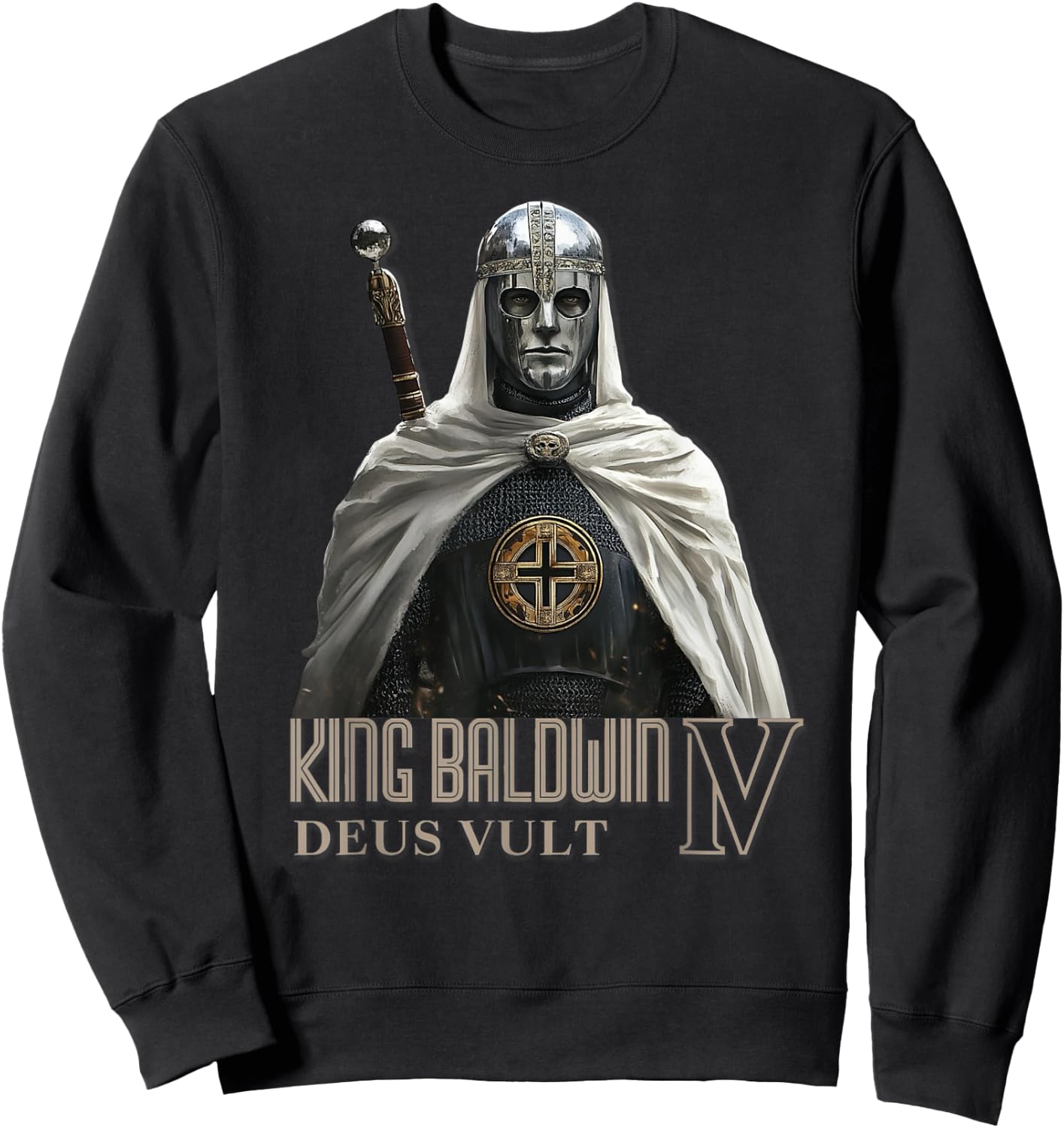 King Baldwin IV Jerusalem Cross Catholic Sweatshirt - Sweatshirt | Black