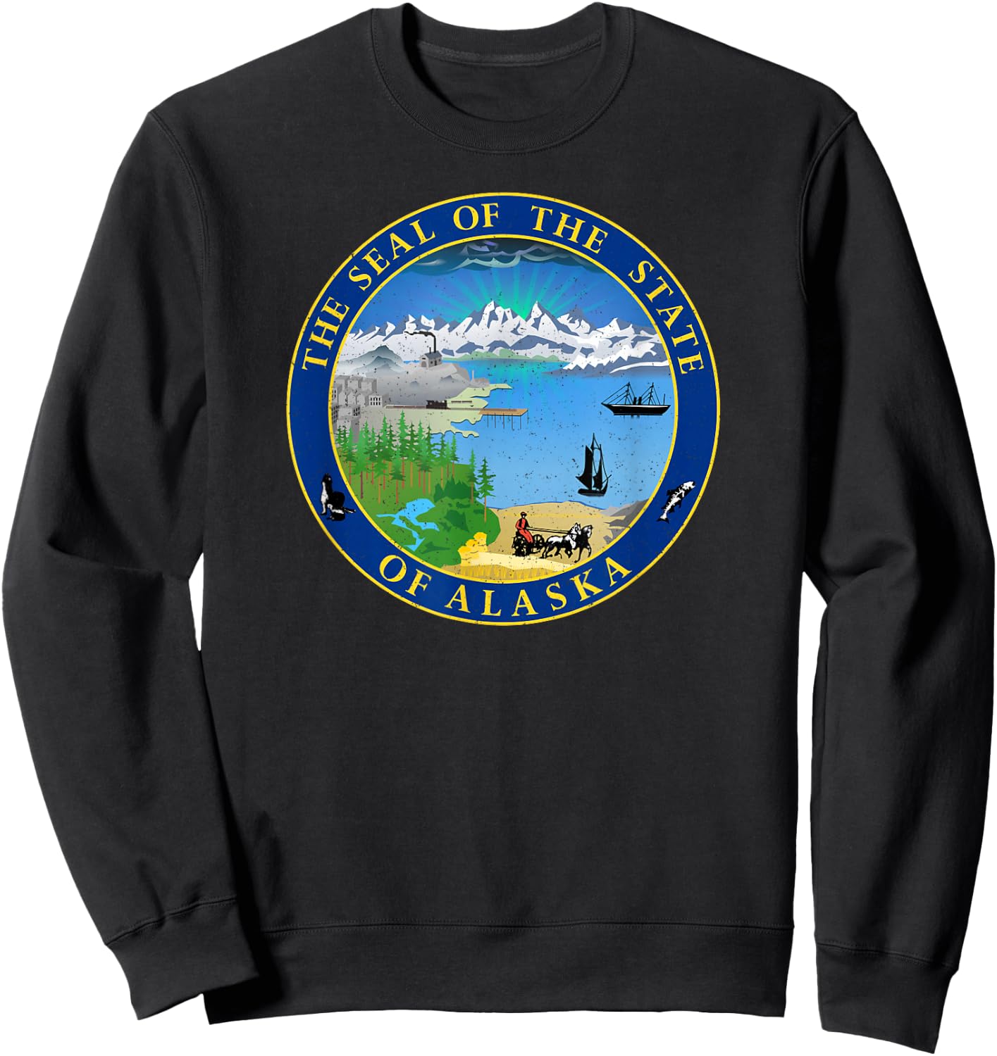 Alaska State Seal Flag Sweatshirt - Sweatshirt | Black