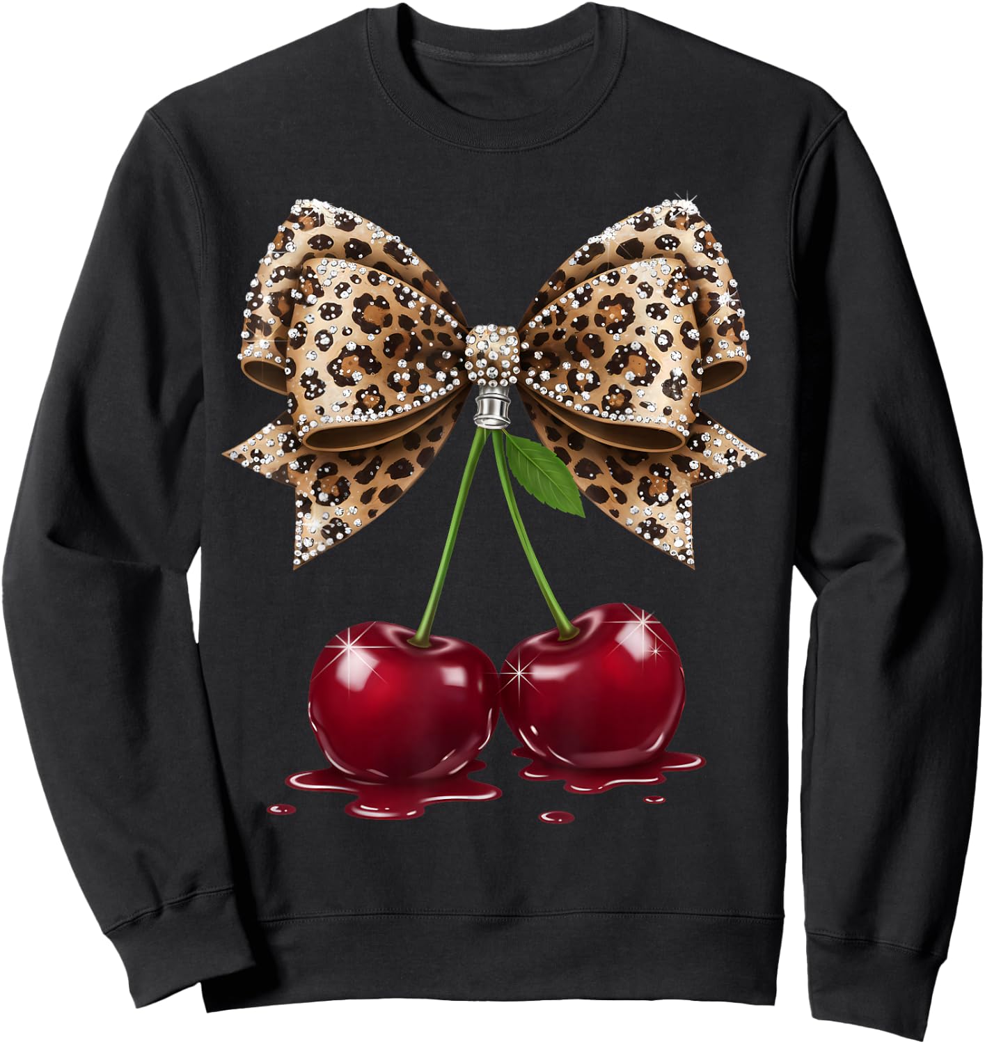 Cherry Bow Coquette Red Cherries Sweatshirt - Sweatshirt | Black