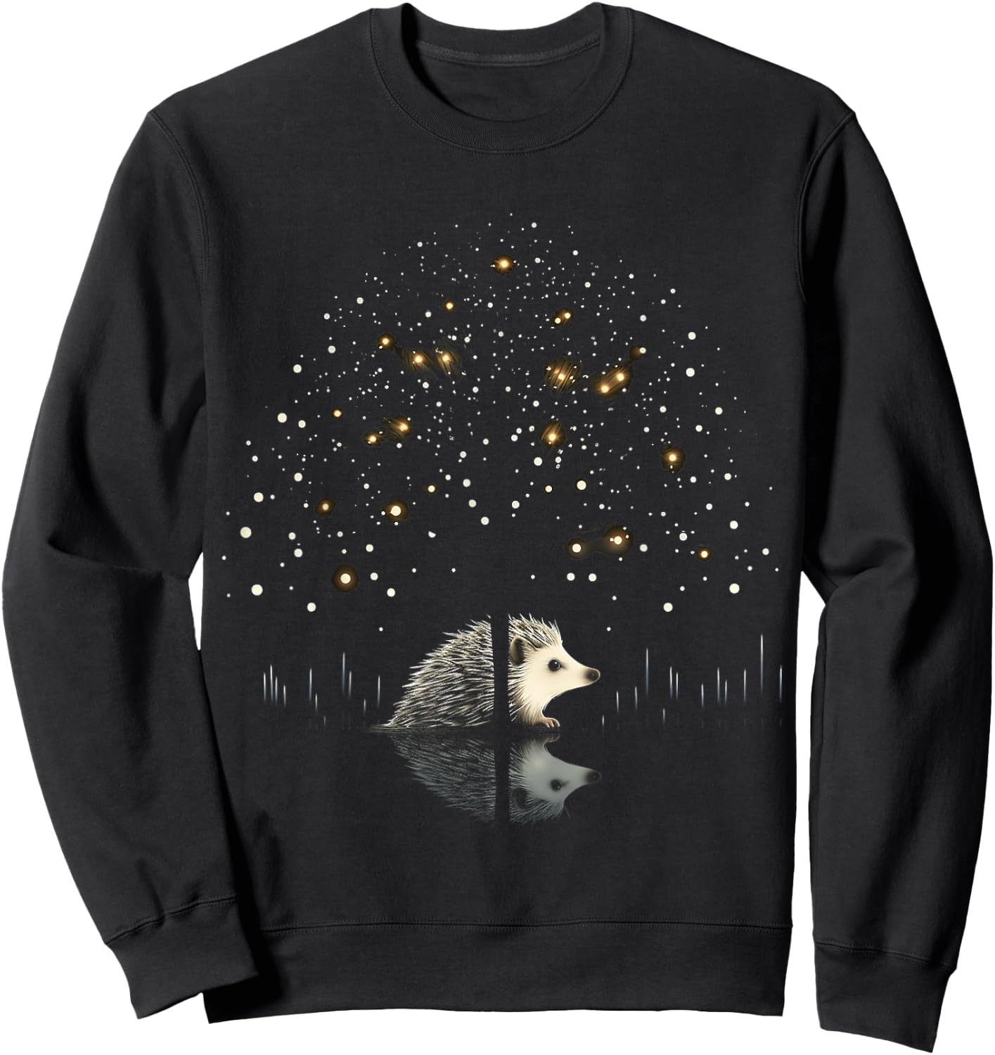 Hedgehog Fantasy Nature Animal Art Graphic Motif Hedgehog Sweatshirt - Sweatshirt | Black