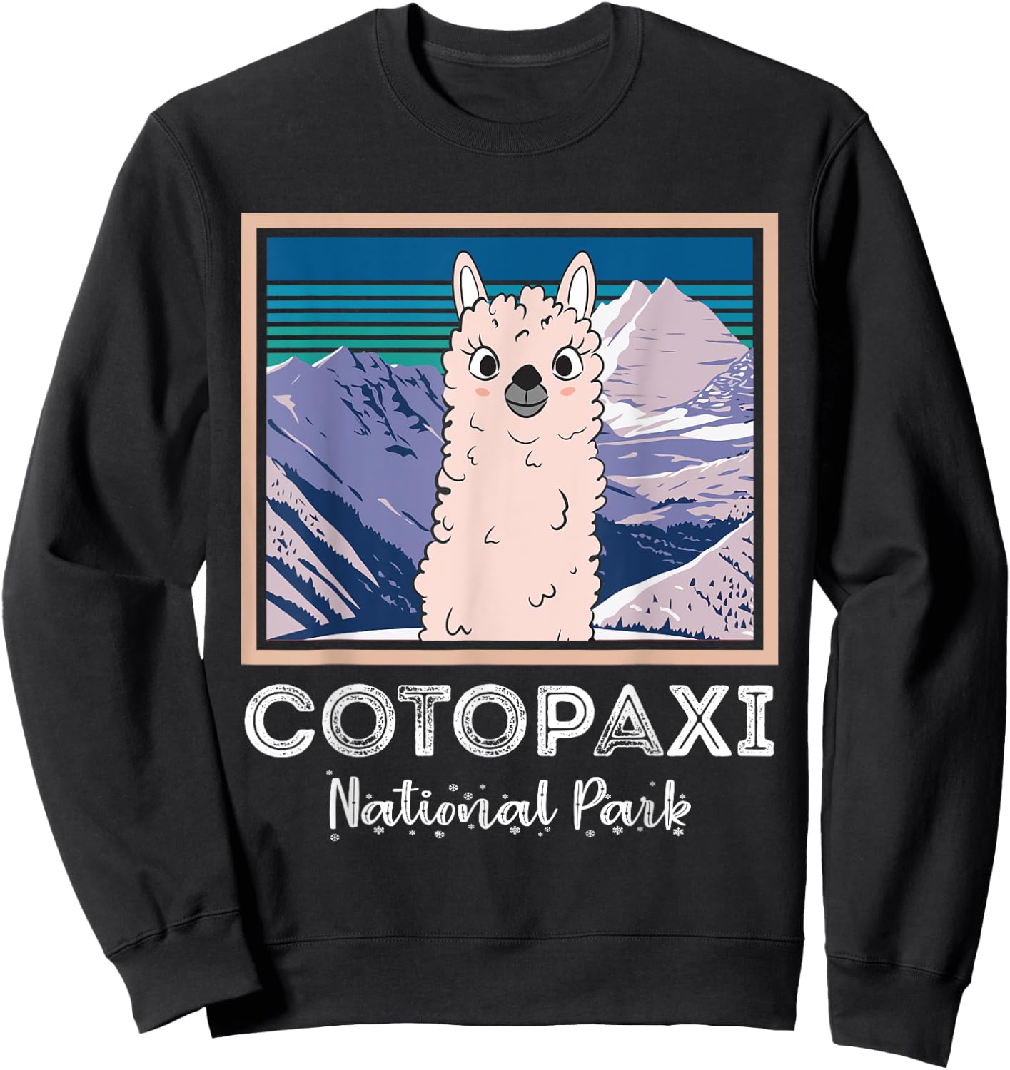 Cute Llama from Ecuador Mountains Cotopaxi National Park Sweatshirt - Sweatshirt | Black