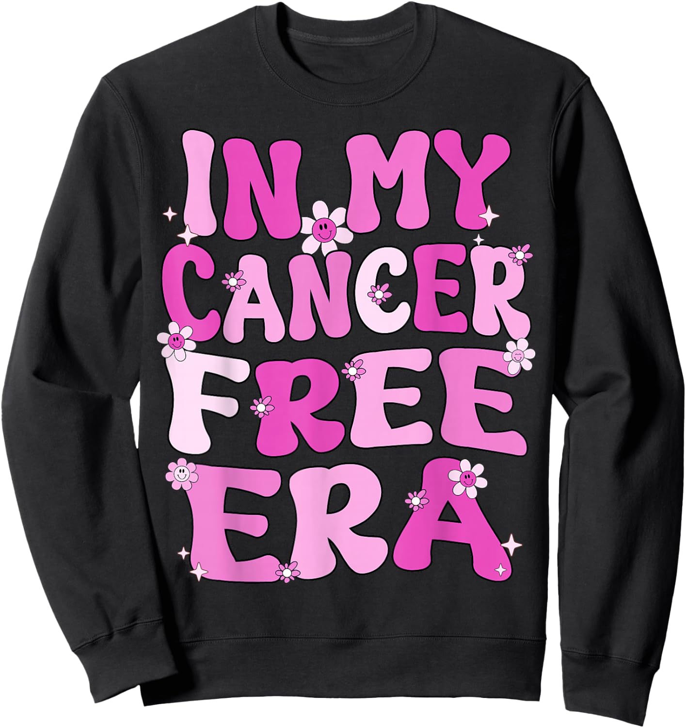 In My Cancer Free Era Retro Groovy Breast Cancer Awareness Sweatshirt - Sweatshirt | Black