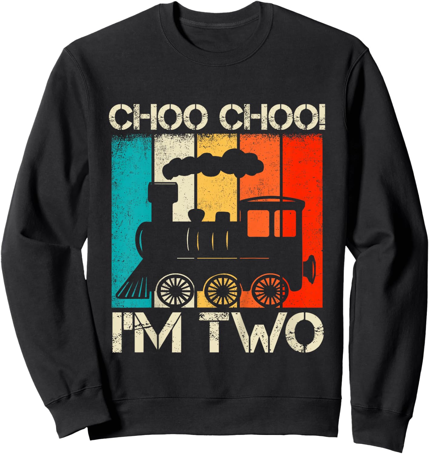 Kids Choo Choo Im Two Locomotive Train Boy 2nd Birthday Trains Sweatshirt - Sweatshirt | Black