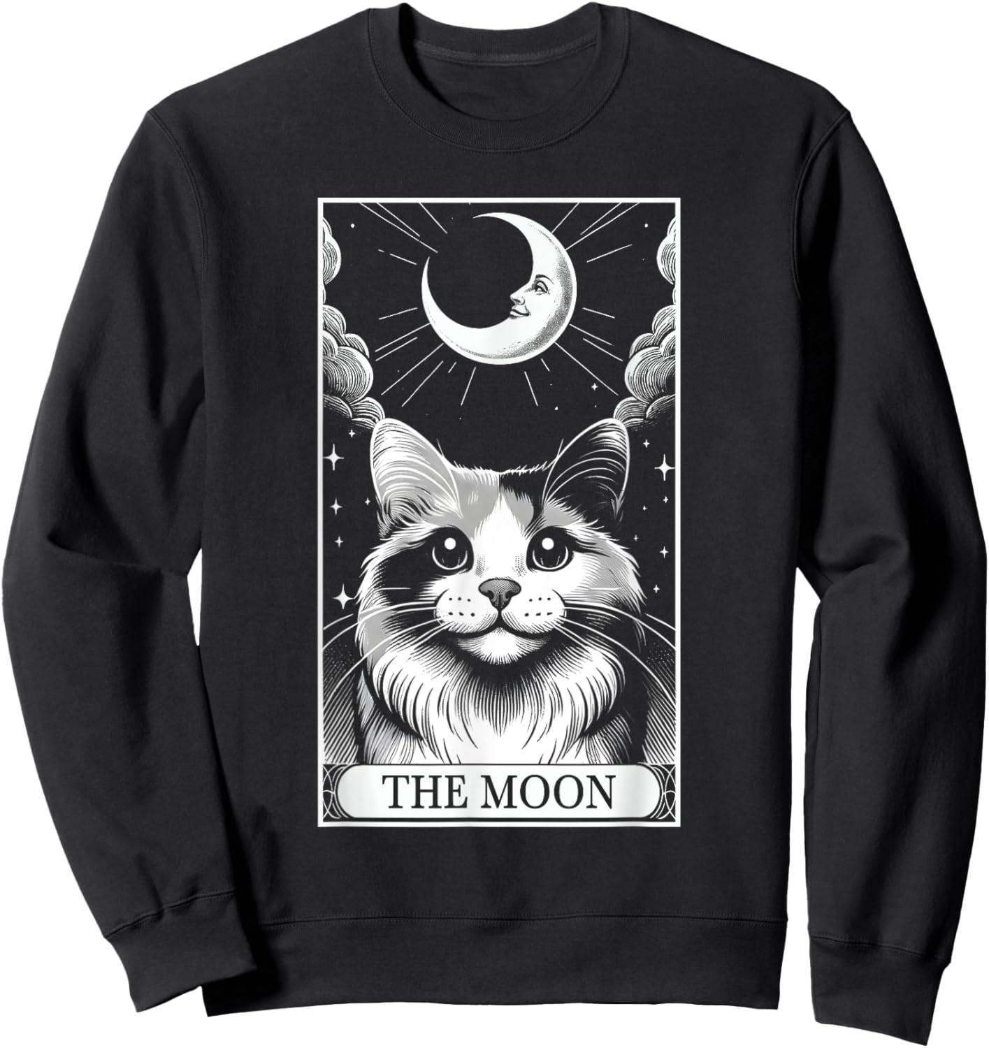 Tarot Card Vintage Crescent Moon Calico Cat Mom Cat Lovers Women Kids Sweatshirt - Sweatshirt | Black