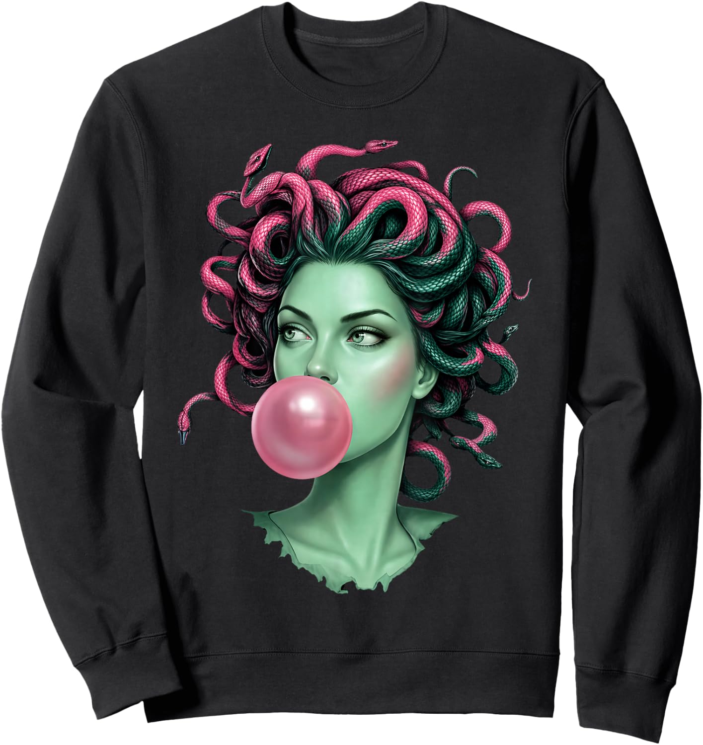 Medusa Bubblegum Mythological Snake Goddess Feminist Women Sweatshirt - Sweatshirt | Black
