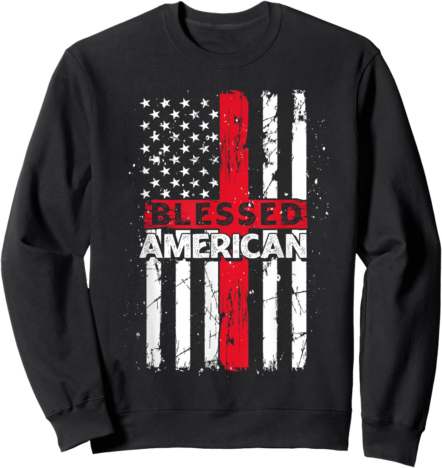 Christian American US Flag Freedom Patriotic 4th Of July Kids Men Sweatshirt - Sweatshirt | Black