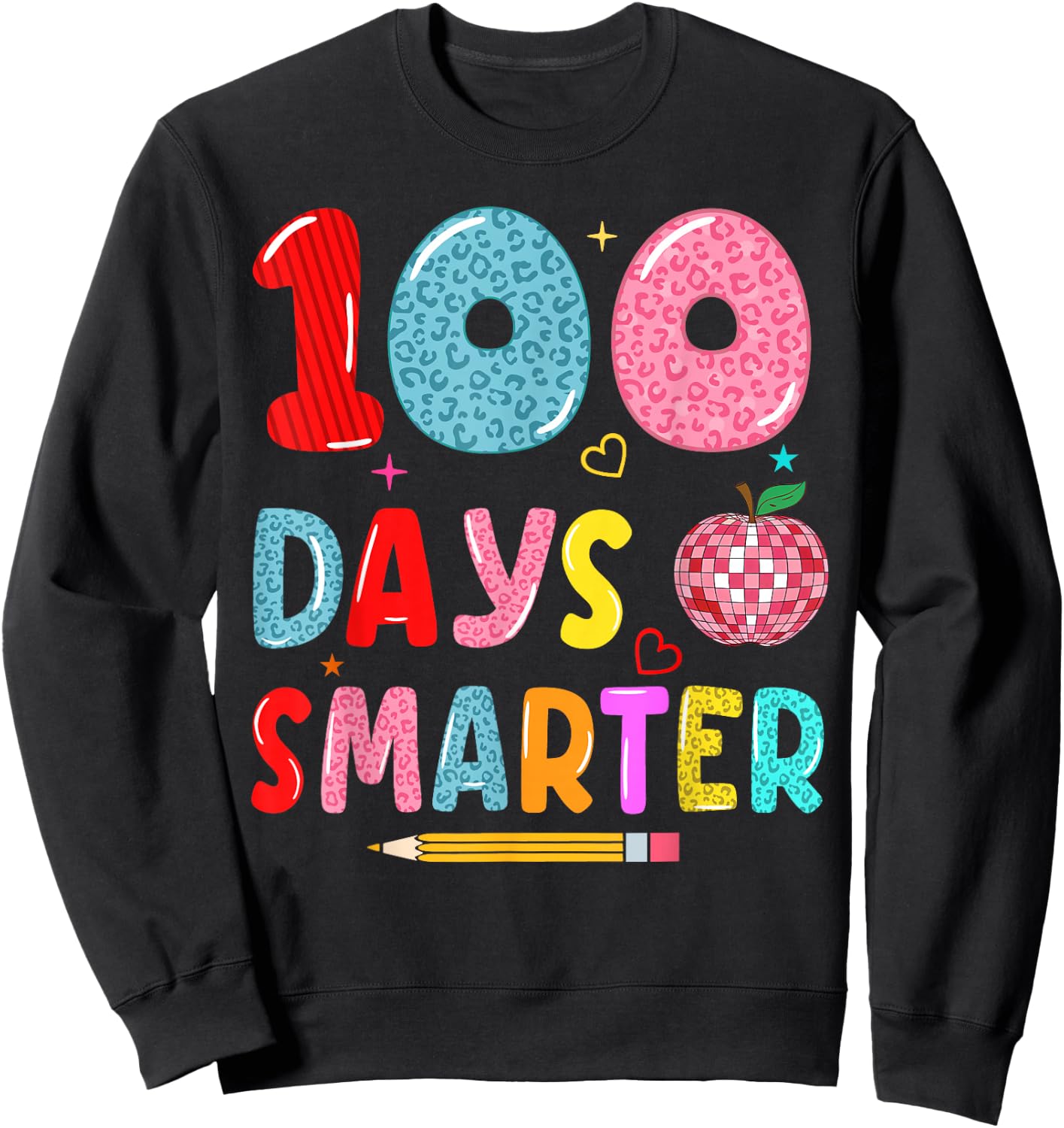 100 days Smarter leopard 100th Day Of school girls boys Sweatshirt - Sweatshirt | Black
