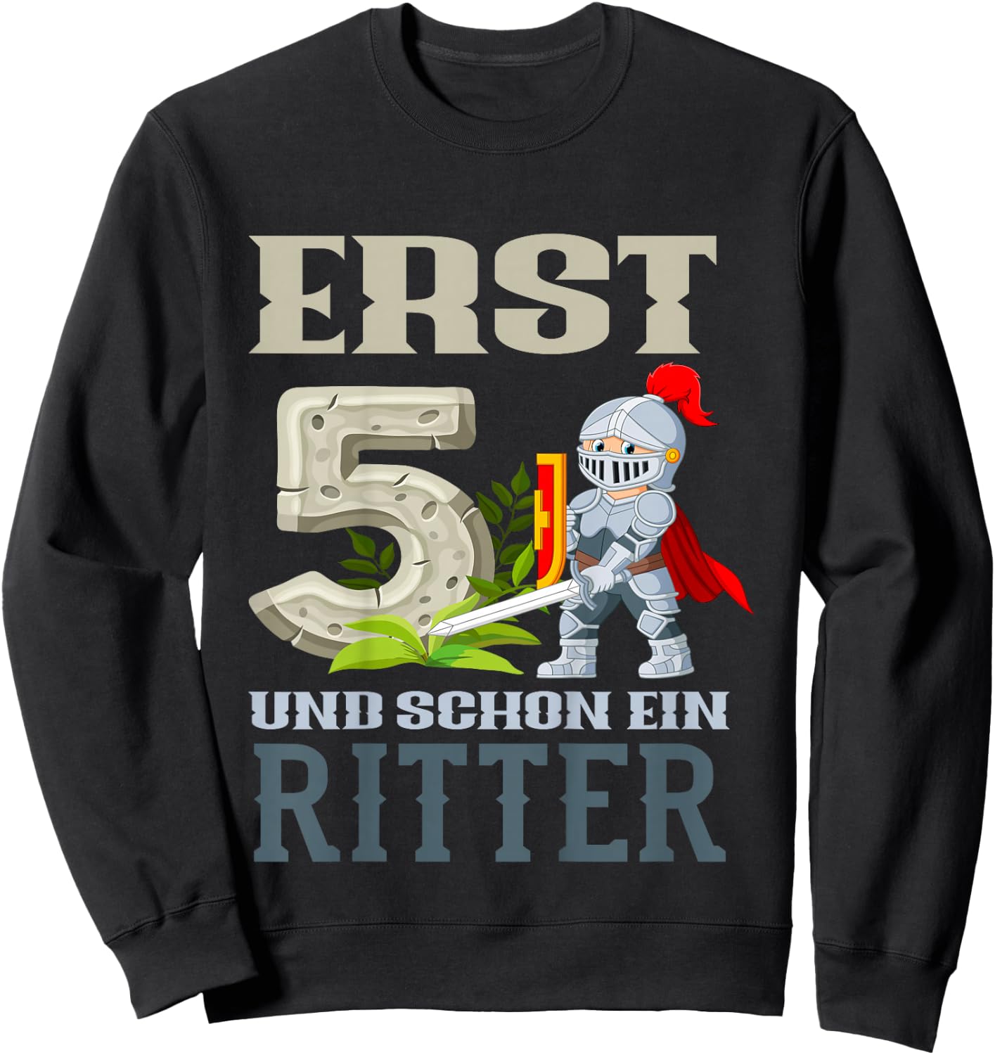 Children's 5th Birthday with Knight Design Sweatshirt - Sweatshirt | Black