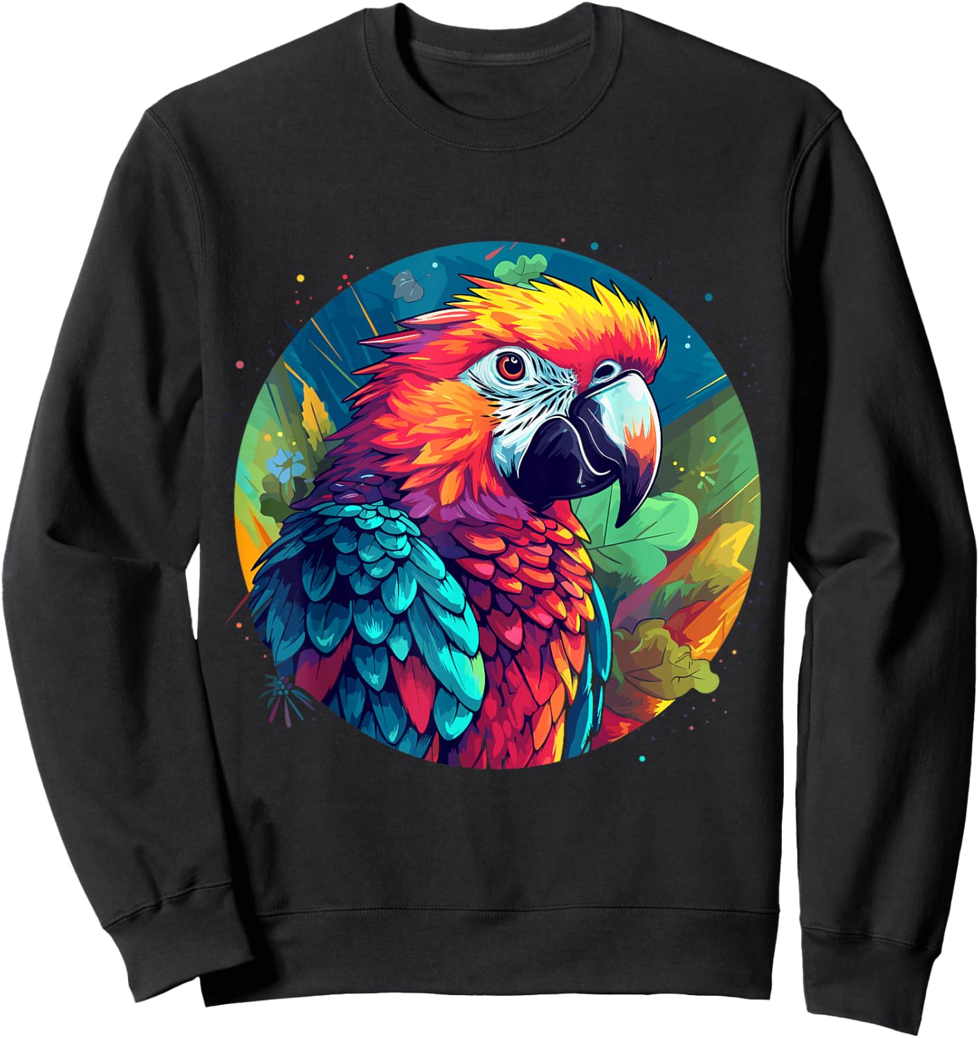 Colourful Parrot Sweatshirt - Sweatshirt | Black