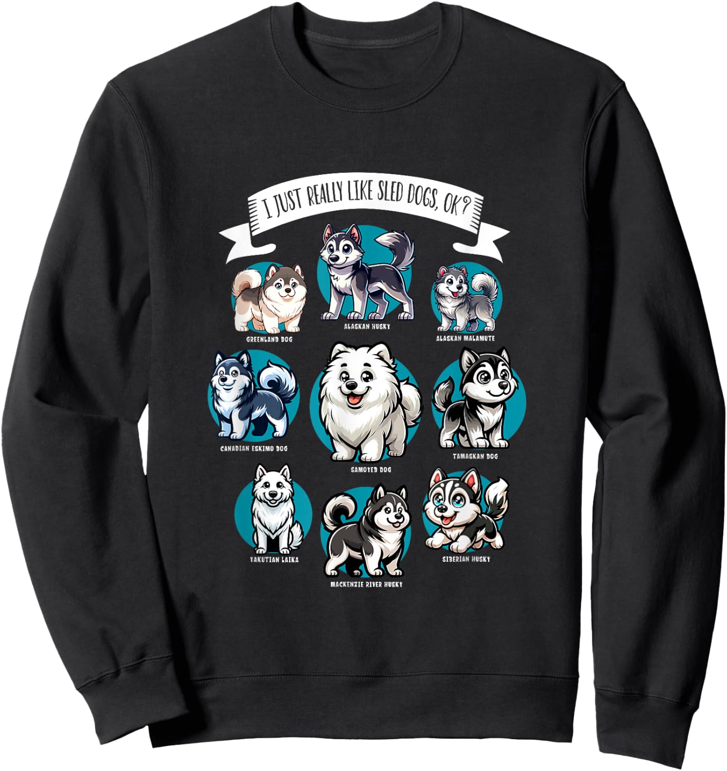Various Sled Dog Breeds Women Girls Kids Sweatshirt - Sweatshirt | Black