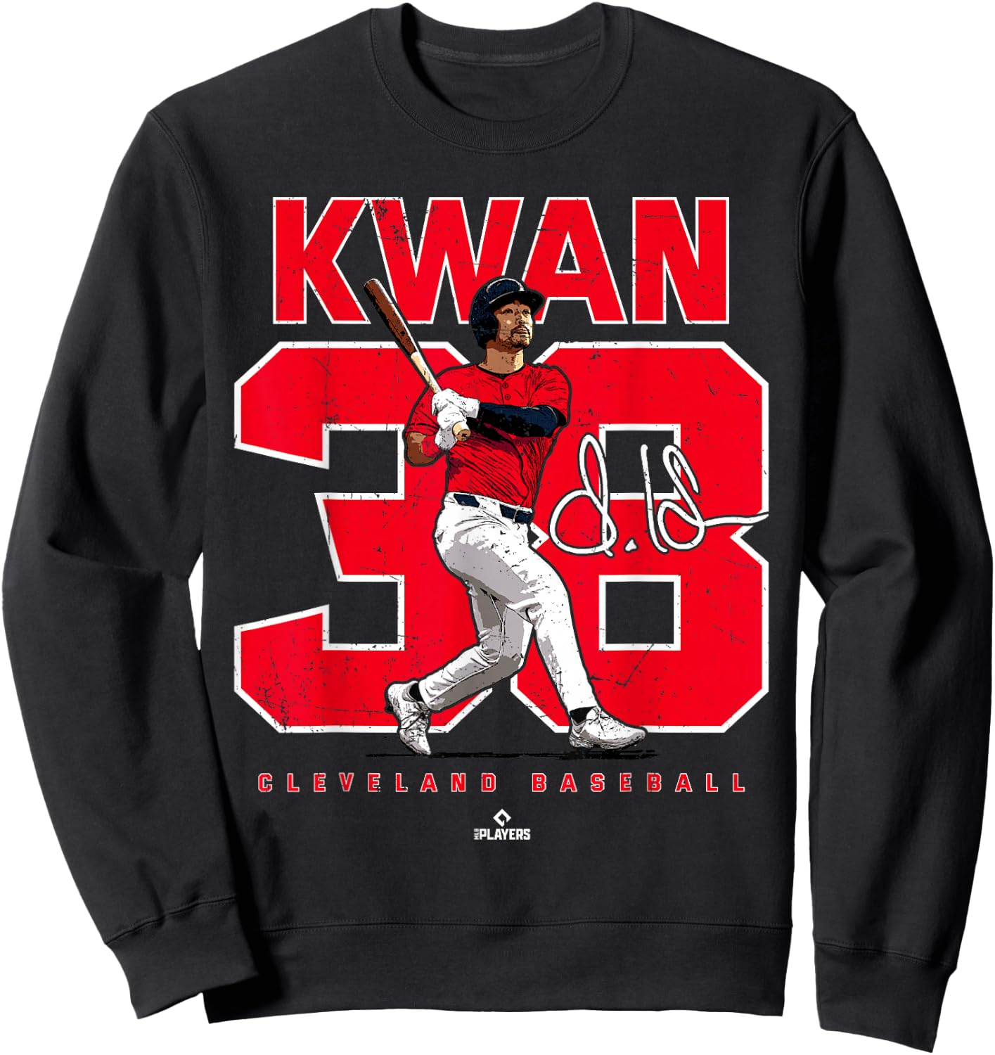 Number and Portrait Steven Kwan Cleveland MLBPA Sweatshirt - Sweatshirt | Black
