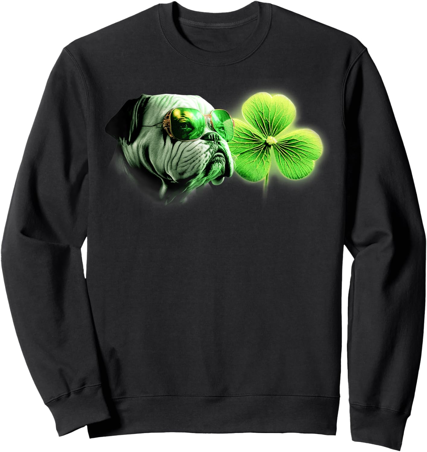 Bulldog Shamrock for Bulldog Lovers St. Patricks Day Bulldog Sweatshirt - Sweatshirt | Black