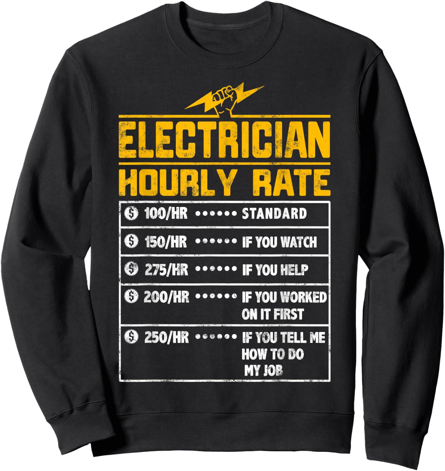 Electrician funny hourly rate Gift Electrician Dad Sweatshirt - Sweatshirt | Black