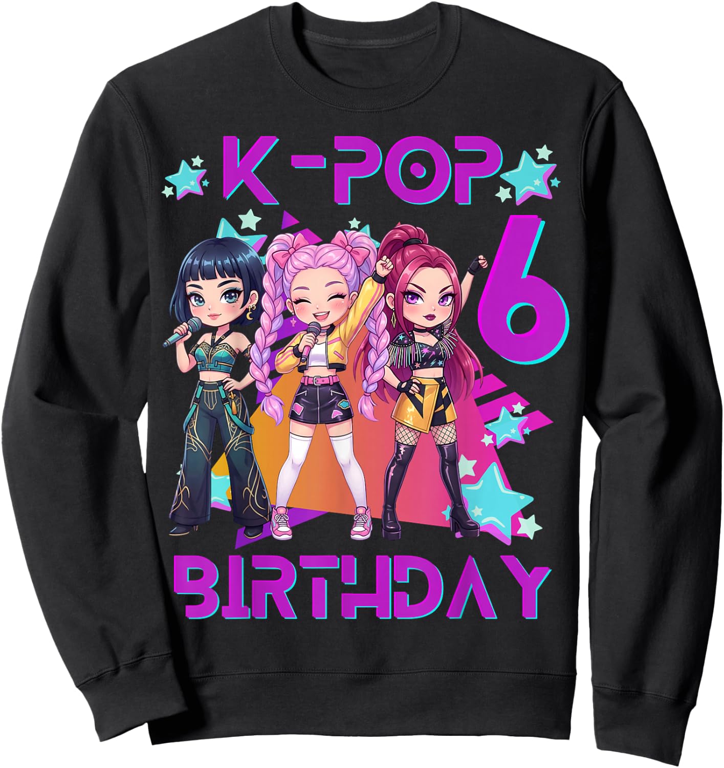 Lustiges Chibi Kpop Girl It's My 6th Birthday Sweatshirt - Sweatshirt | Black