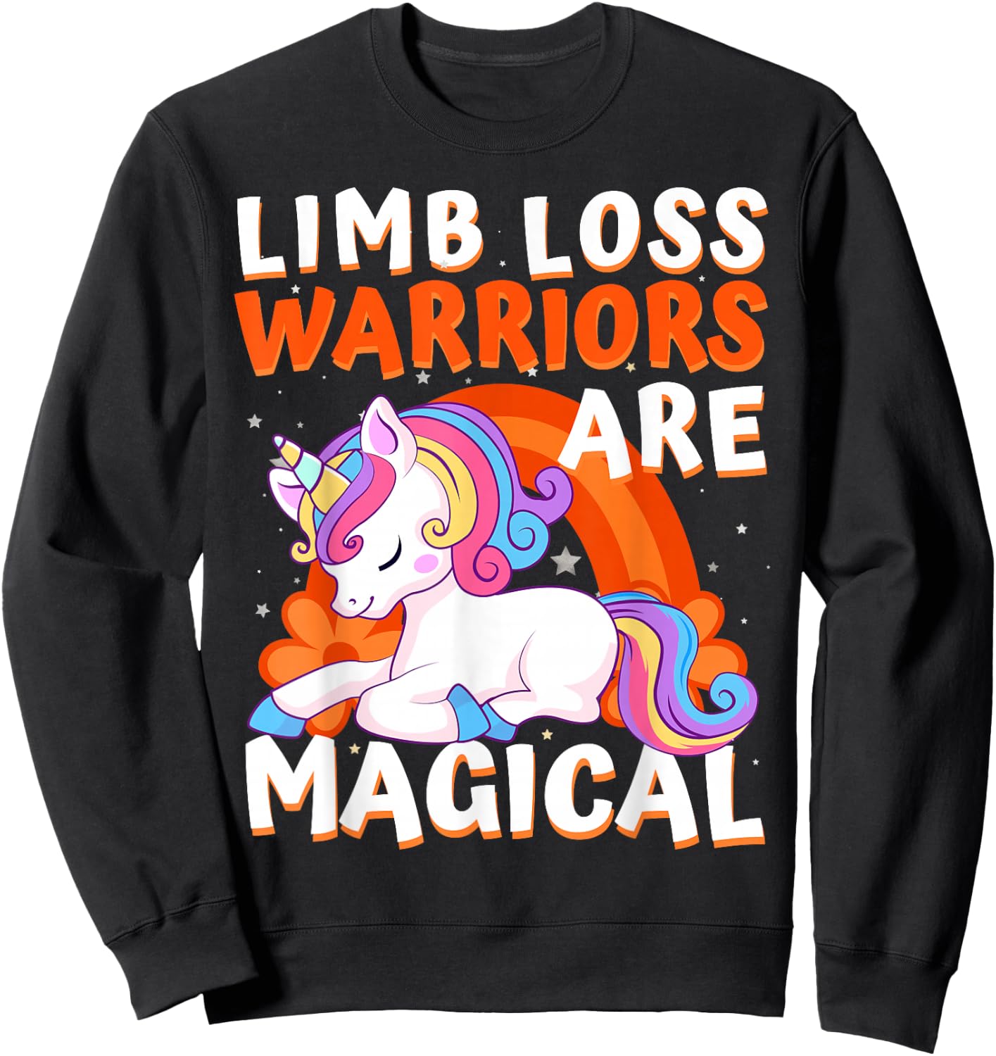 Warriors Are Magical Limb Loss Awareness Ribbon Unicorn Sweatshirt - Sweatshirt | Black