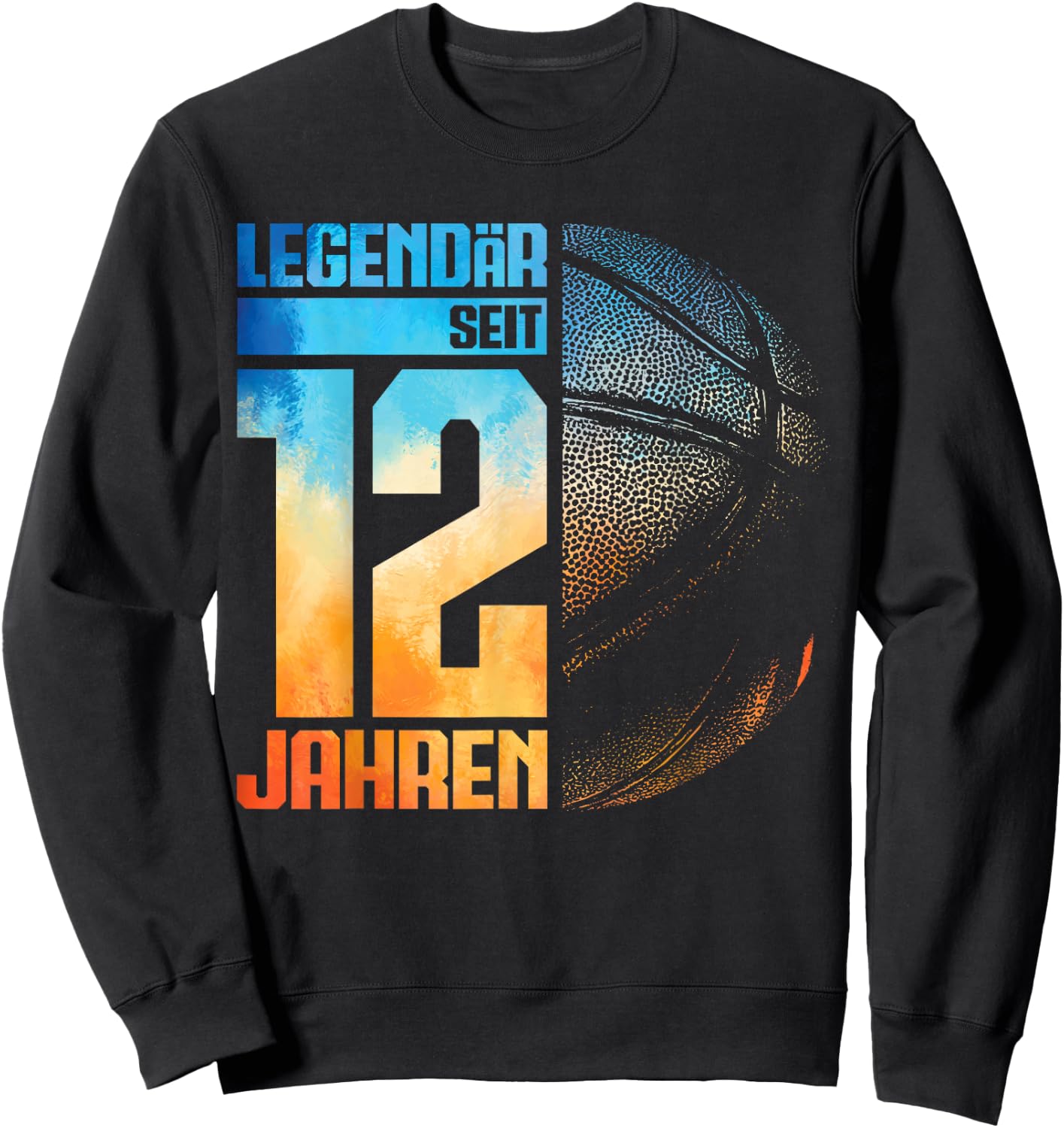 12th Birthday Retro Basketball Player 12 Years Boy Child , black Sweatshirt - Sweatshirt | Black
