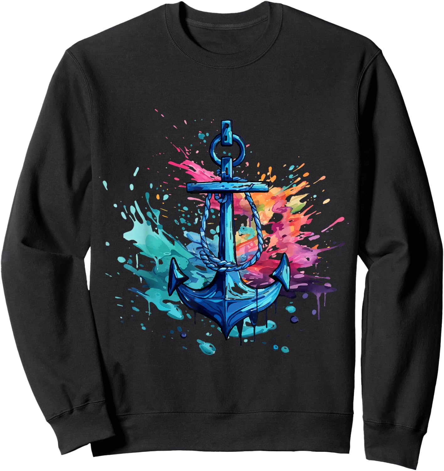 Anchor Sailor and Captain Design Motorboat Sailing , Black, S Sweatshirt - Sweatshirt | Black