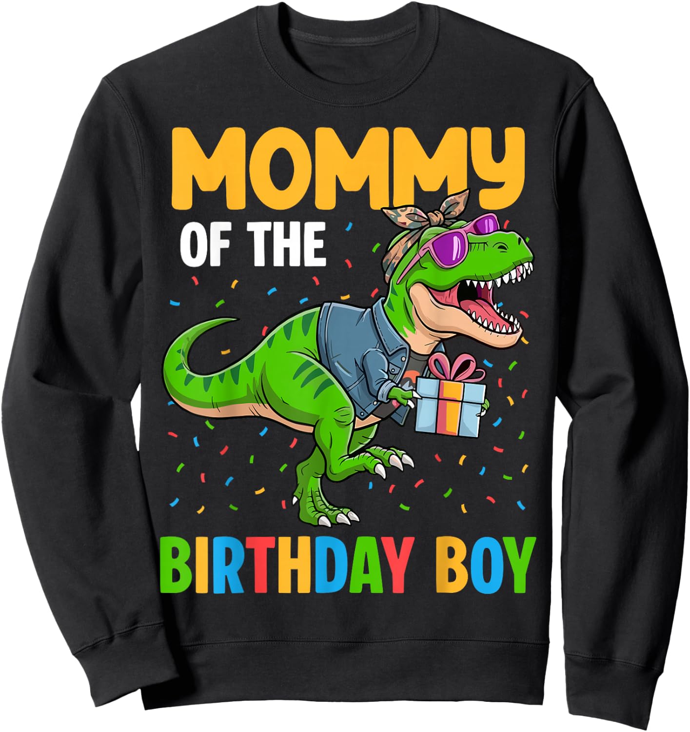 Mommy of The Birthday Party Outfit Dinosaur Squad Mom Sweatshirt - Sweatshirt | Black