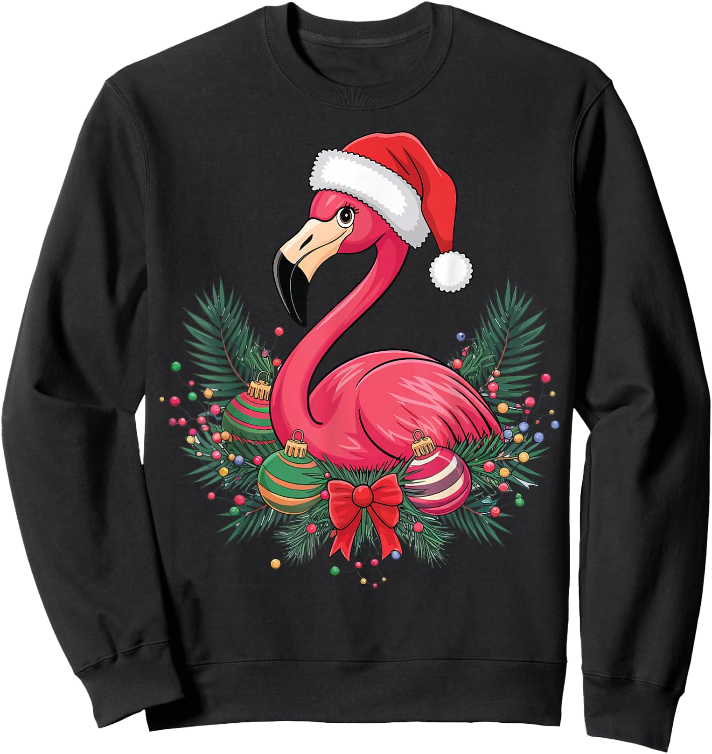 Christmas Flamingo Winter Sweatshirt - Sweatshirt | Black