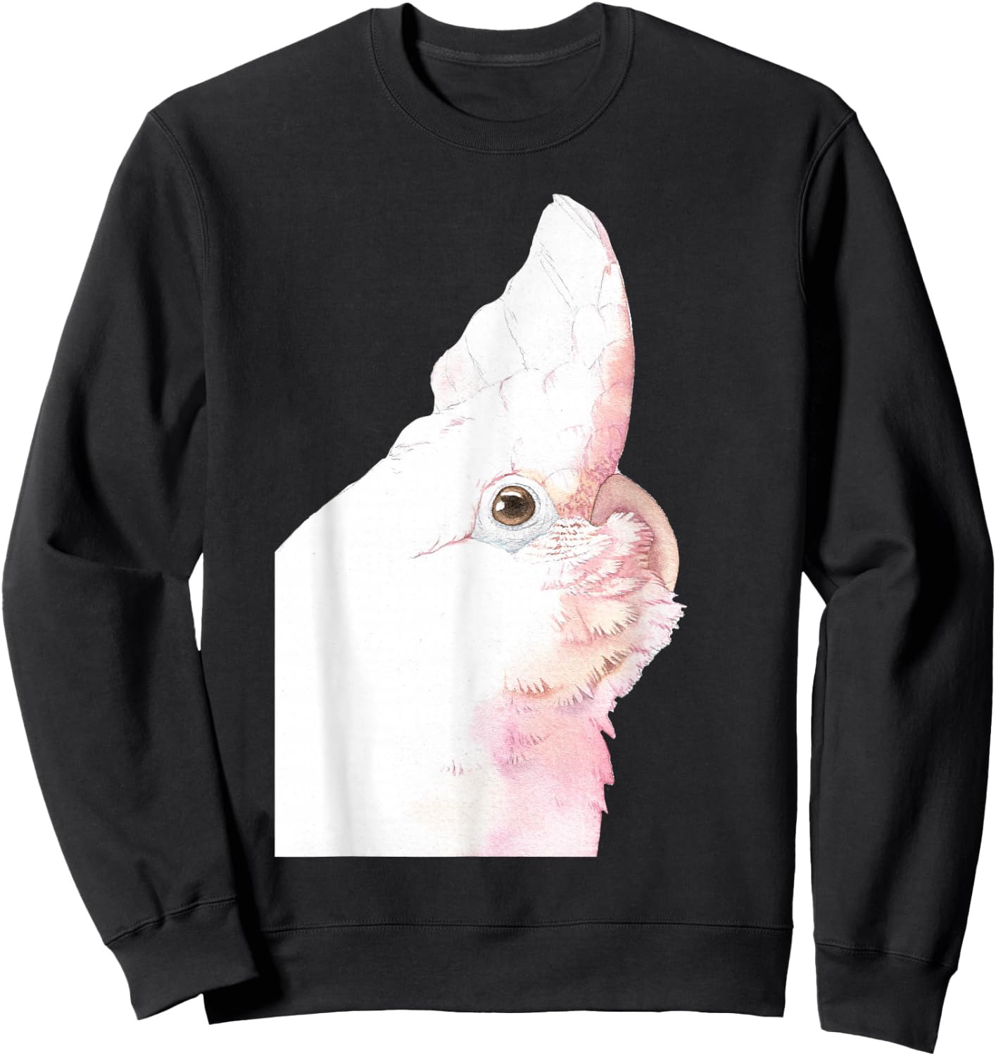 Goffin's Cockatoo Parrot Watercolor Painting Portrait Sweatshirt - Sweatshirt | Black