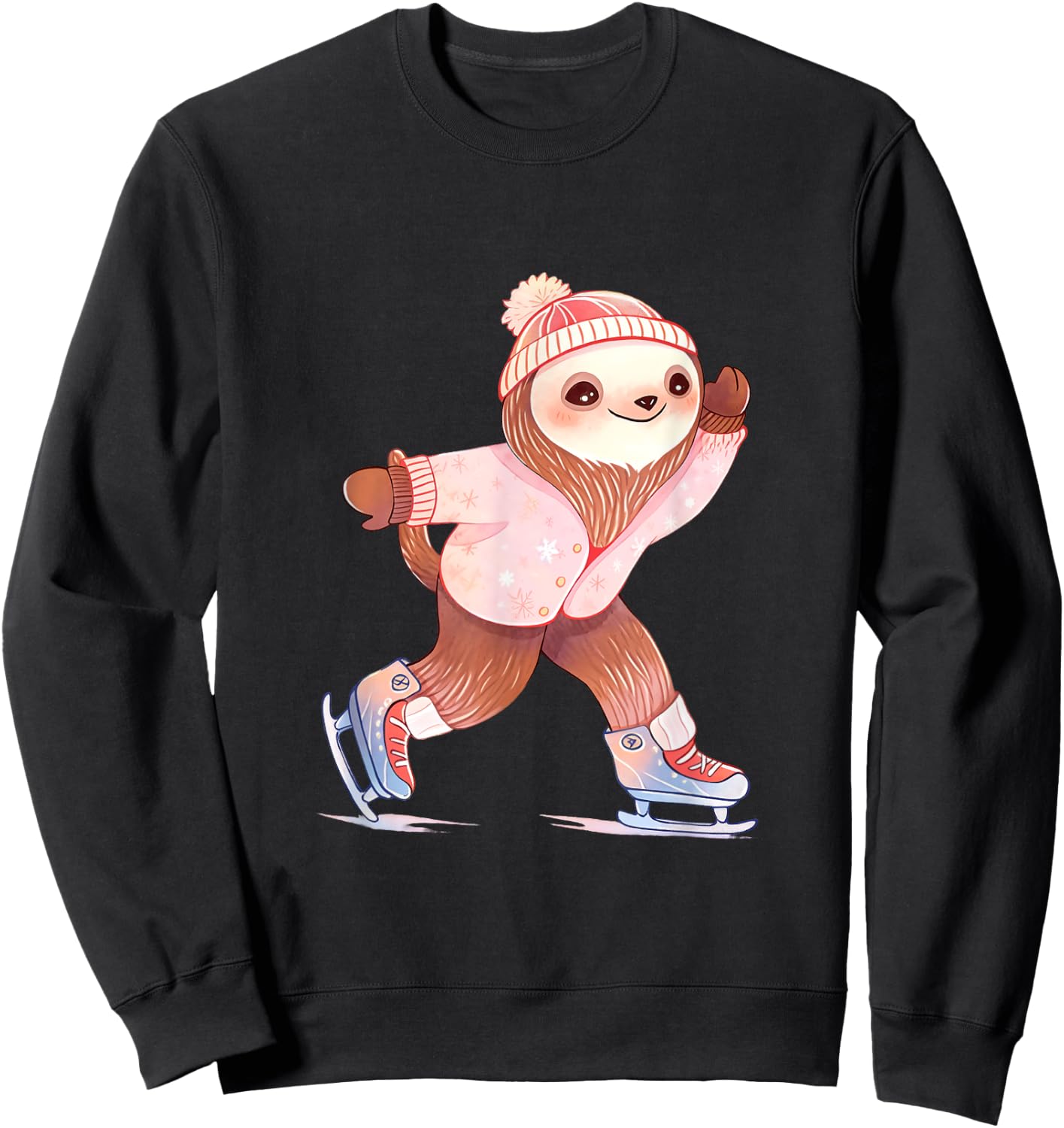 Sloth Ice Skating Figure Skater Ice Skates Sweatshirt - Sweatshirt | Black
