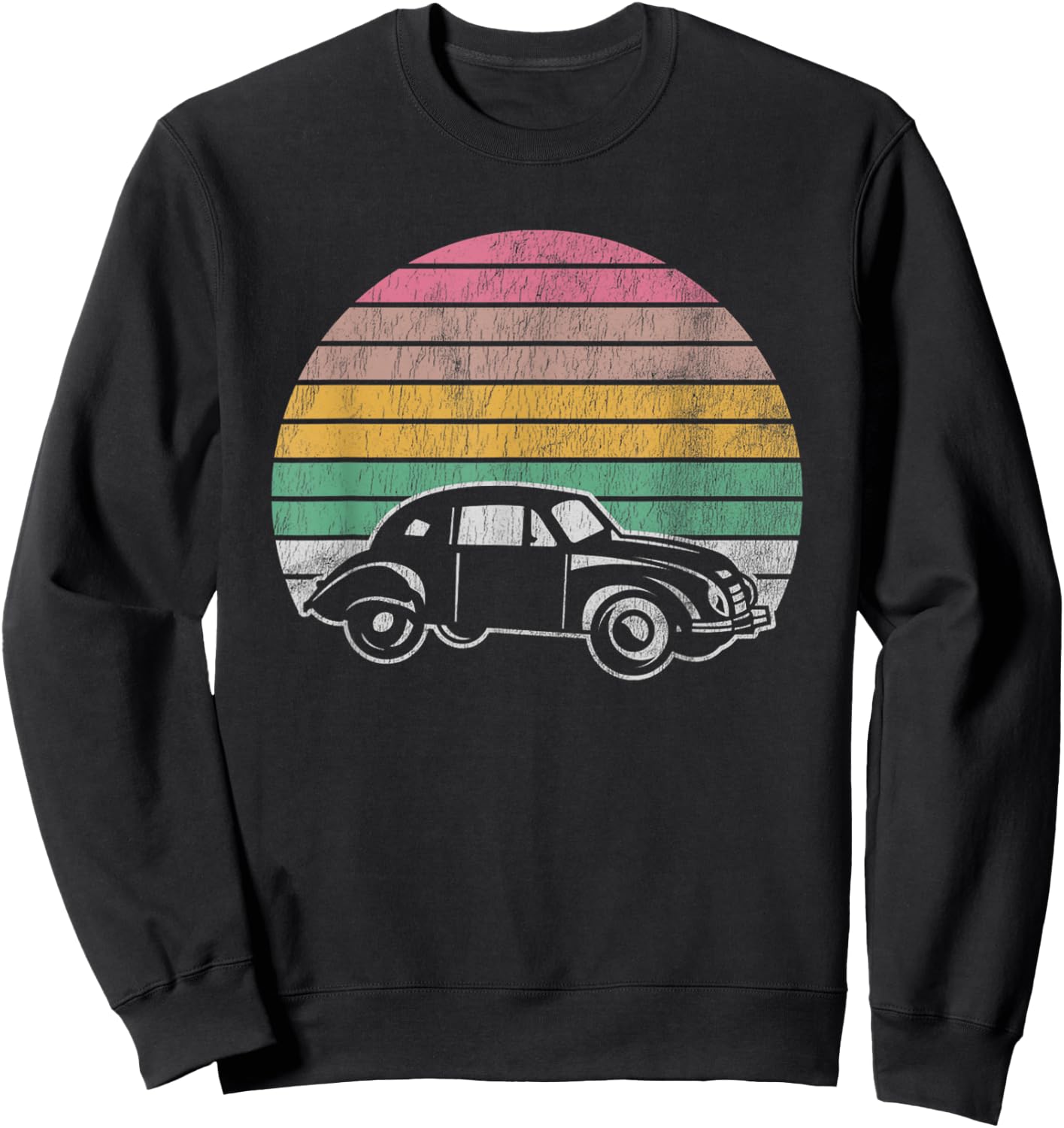 Classic Retro Car Nostalgic Sunset Scene Sweatshirt - Sweatshirt | Black