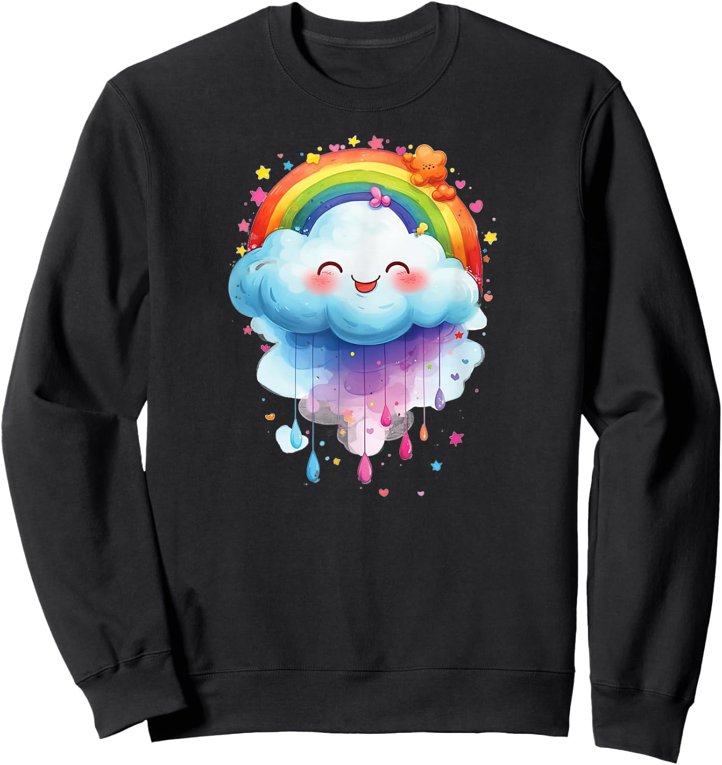 Colourful Proud Cloud with Rainbow , black Sweatshirt - Sweatshirt | Black