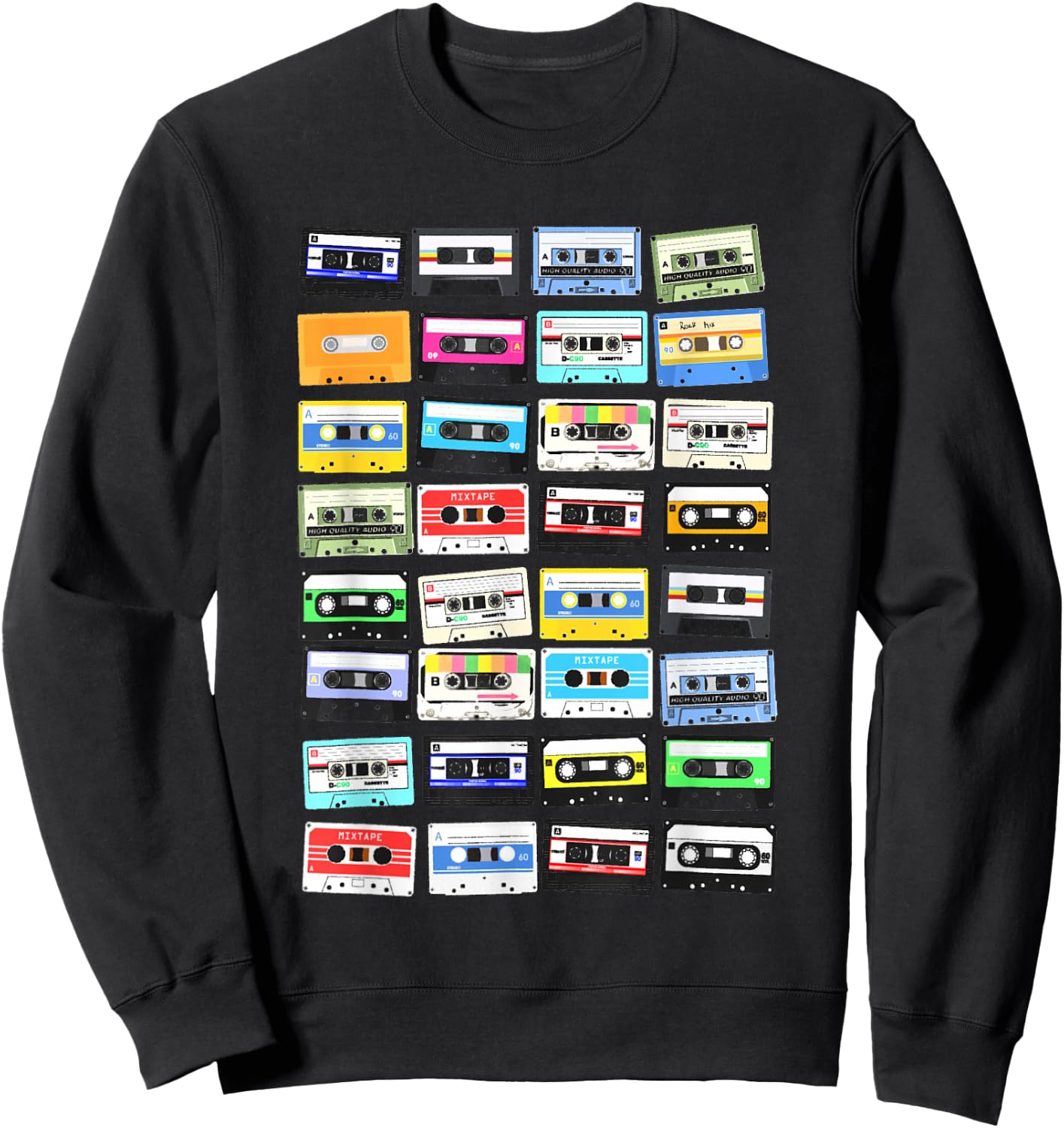 Cassette Tapes Mixtape 70s 80s 90s, vintage cassettes , Black Sweatshirt - Sweatshirt | Black