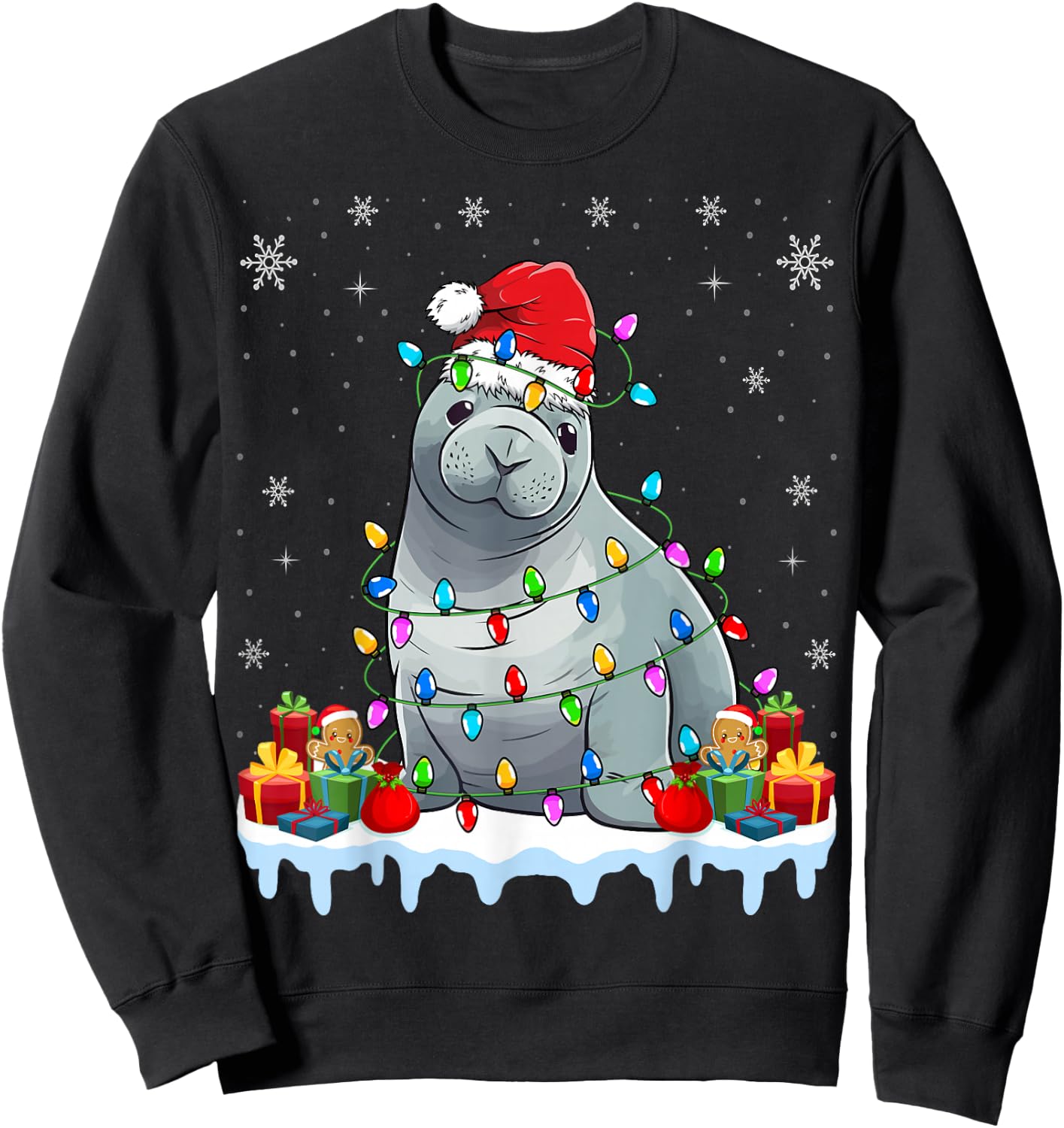 Seals Wearing Santa Hat Xmas - Seals Lover Christmas Sweatshirt - Sweatshirt | Black