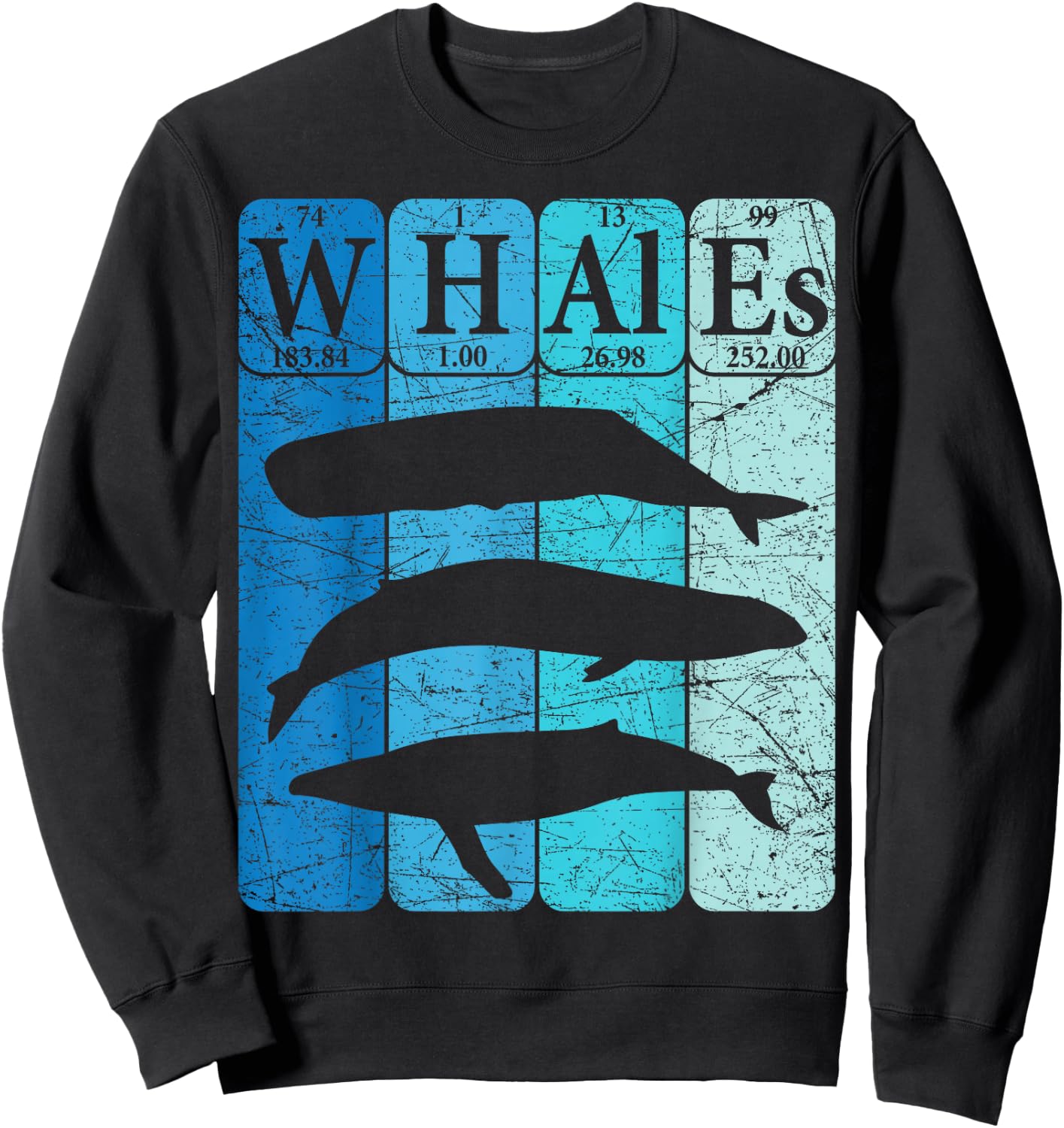Whale Periodic Table Elements Retro Whale Cetology Sweatshirt - Sweatshirt | Black